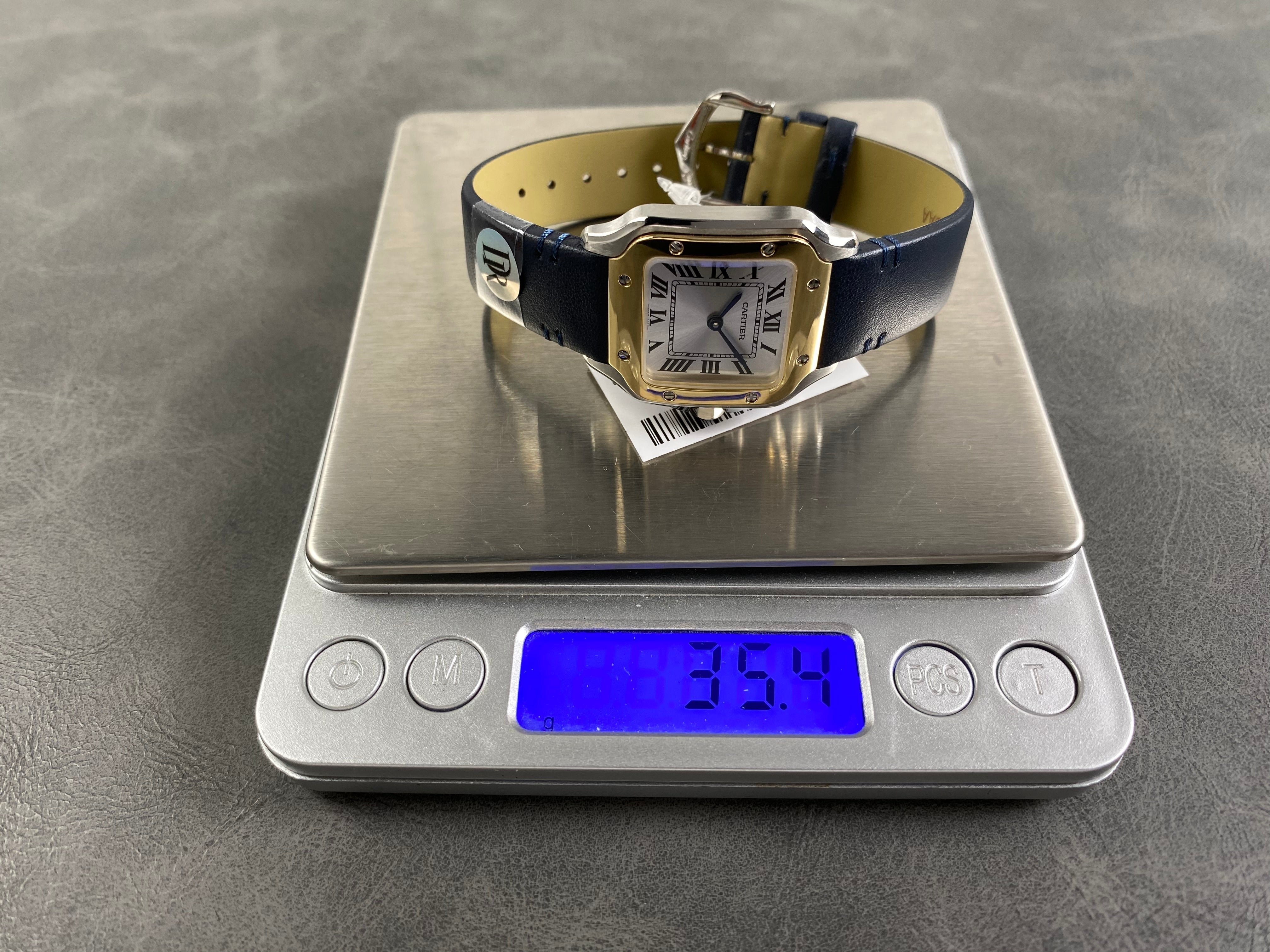 Cartier Santos 35mm White Dial Navy Blue Leather