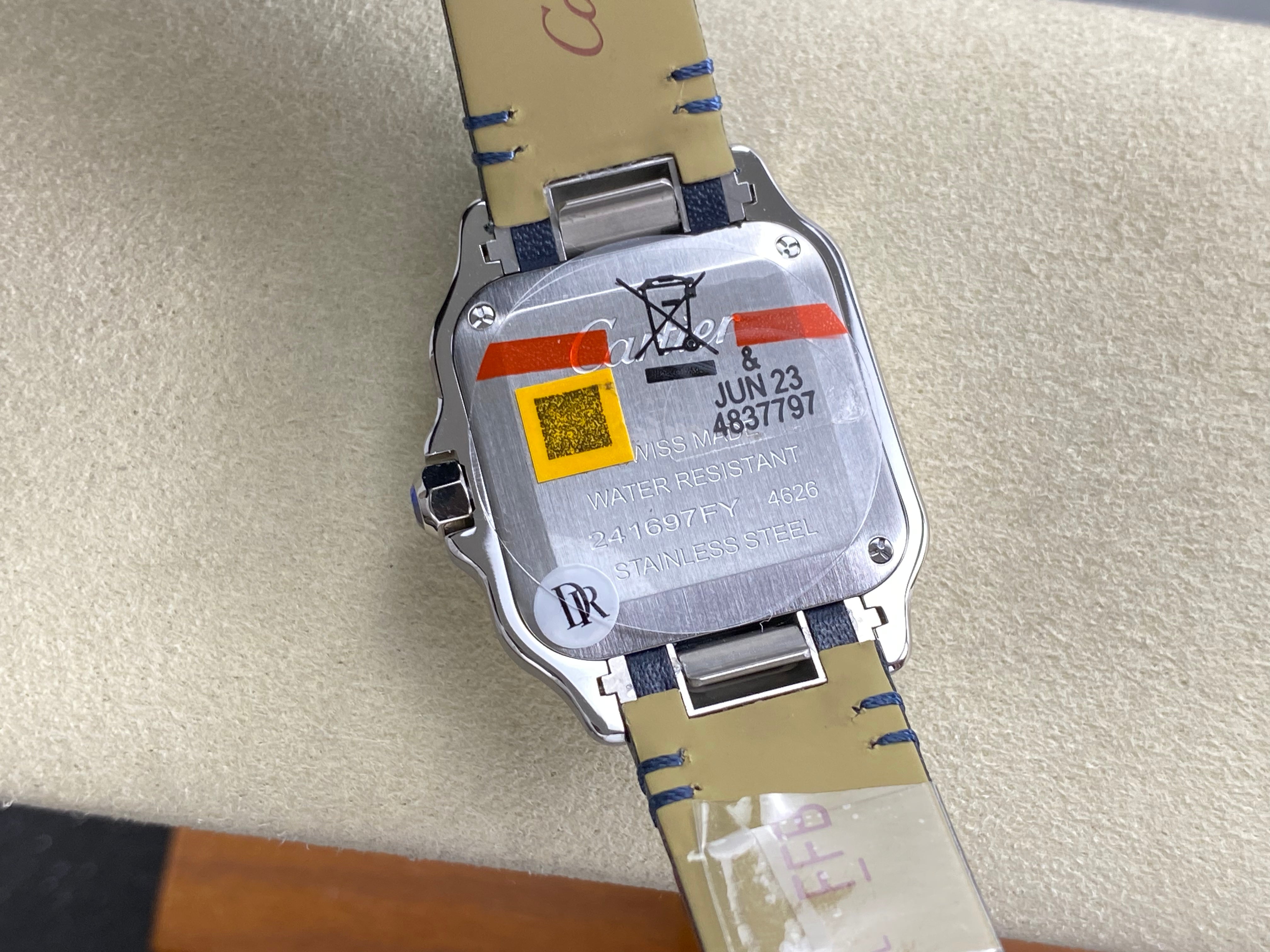 Cartier Santos 35mm White Dial Navy Blue Leather