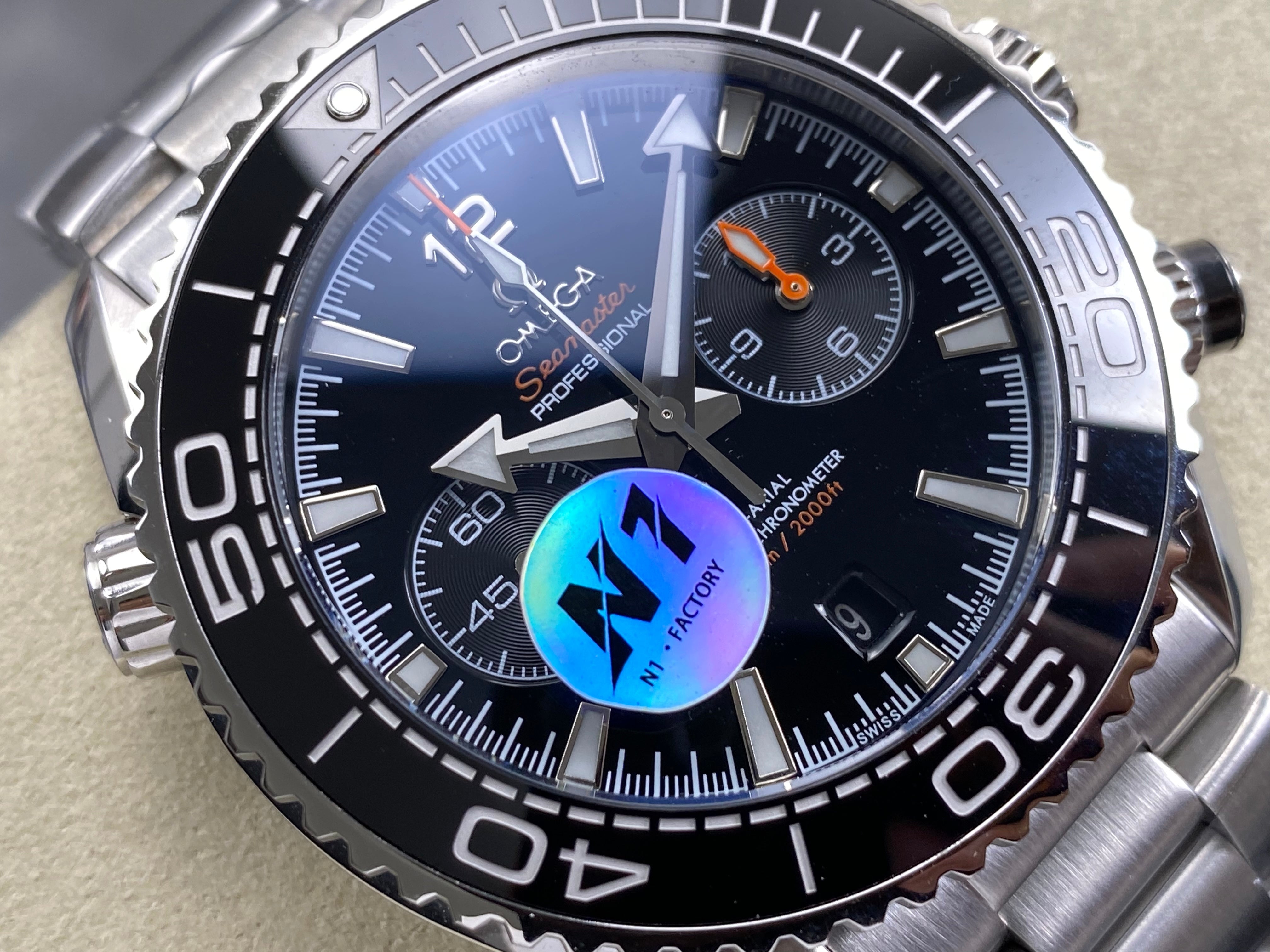 Omega Seamaster 46mm Black Dial Sliver Case Black Bezel Steel