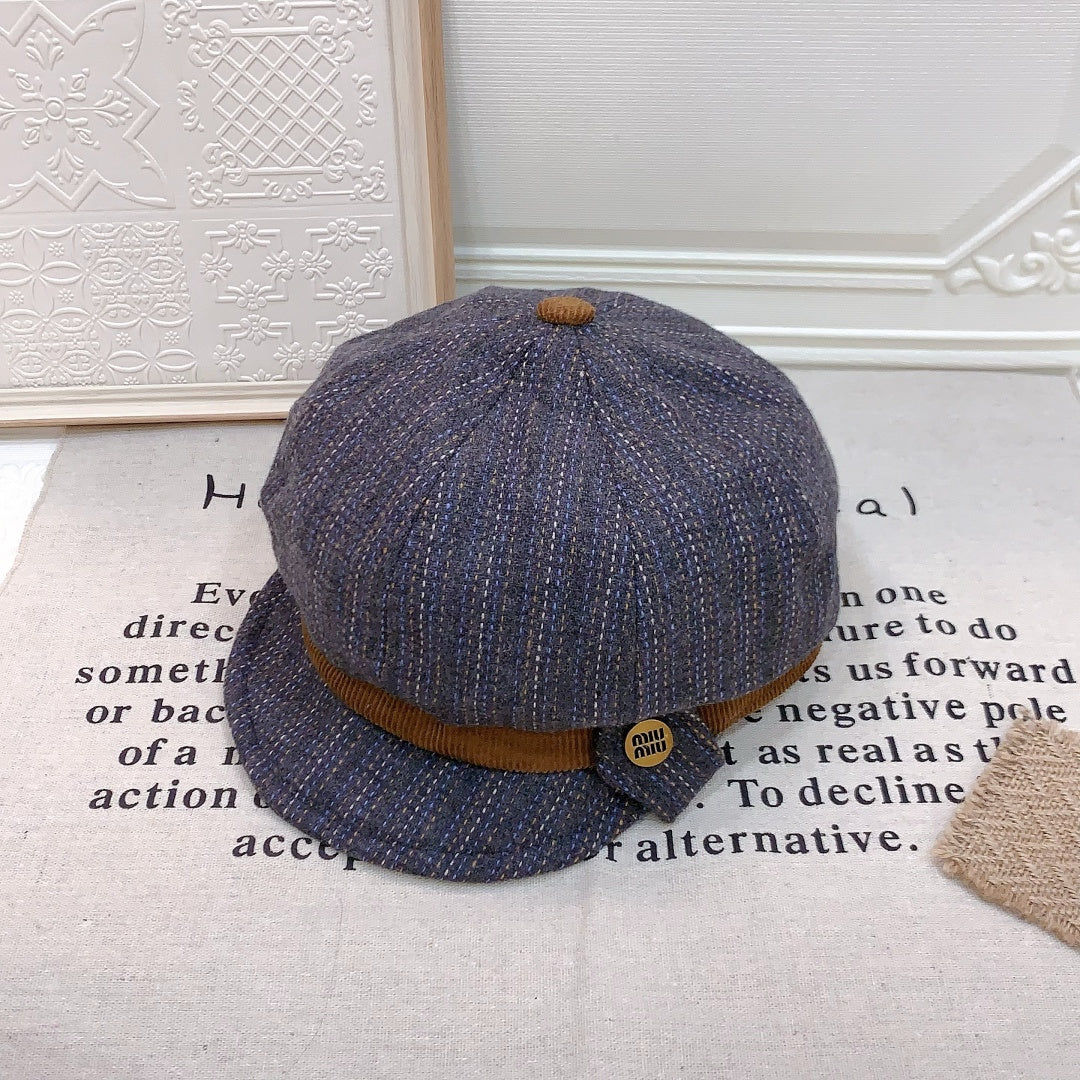 Miu Miu Retro Plaid Newsboy Cap 215958