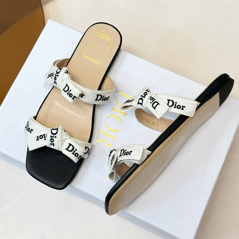 Dior 2026 Oblique Flat Strappy Sandals Fabric Leather 919653