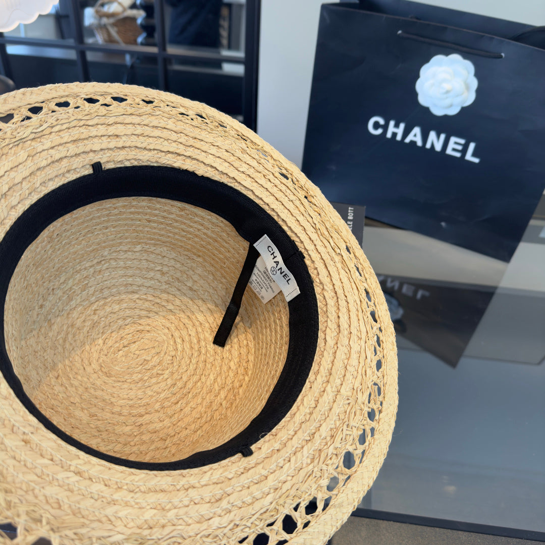 Chanel Bow-tie Straw Hat 279626