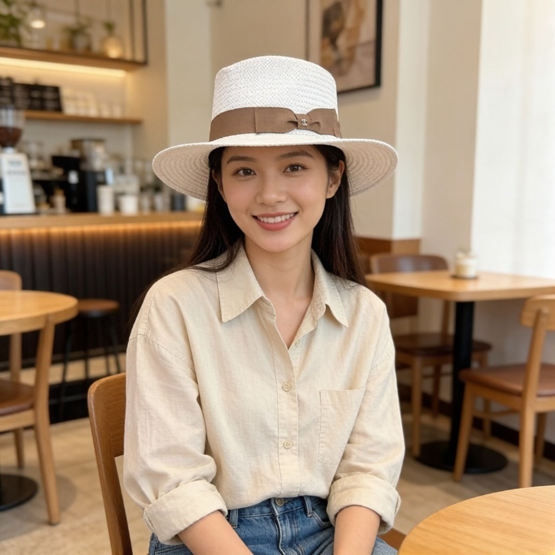 Chanel Straw Hat With Ribbon 360781