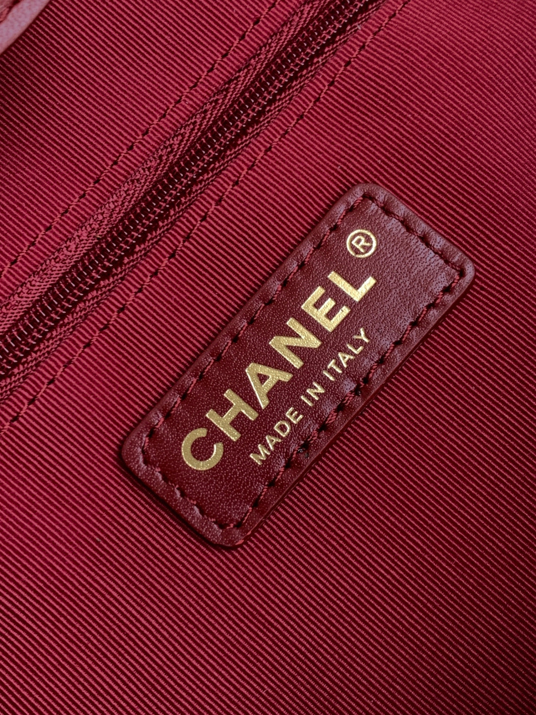 Chanel 2026 Stitched Shopping Bag 36cm Red Calfskin 348239