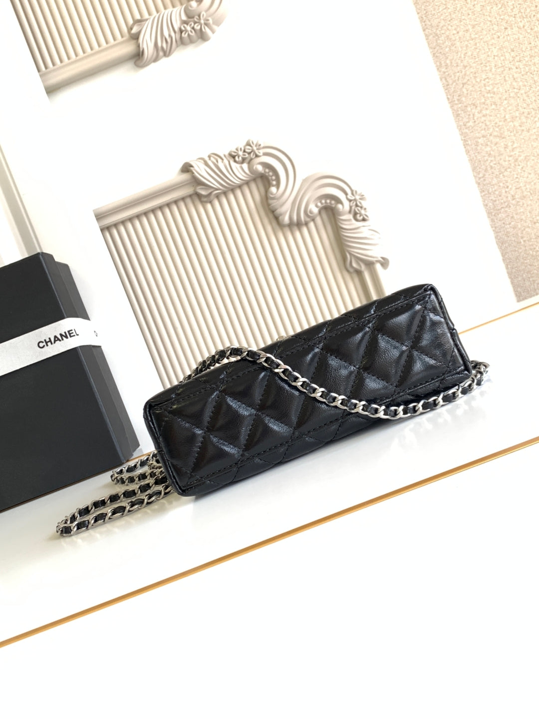cc 24a nano 19cm kelly shopper bag black lambskin sliver hardware