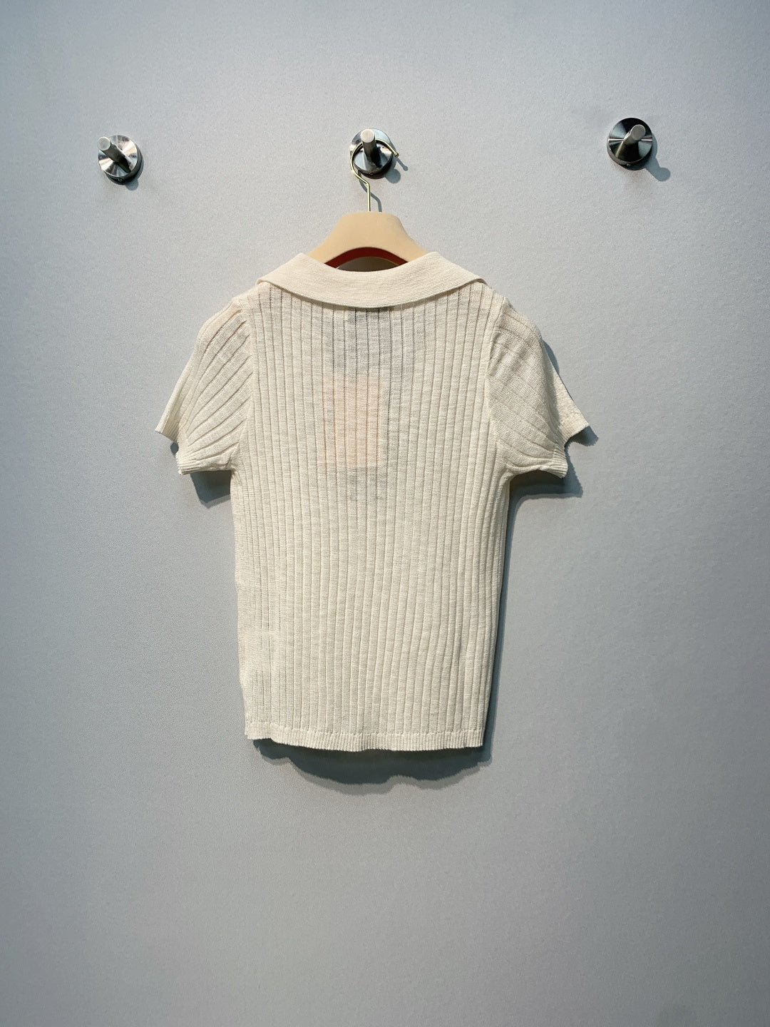 MiuMiu 2026 Knit Polo Shirt Cream Wool 370201