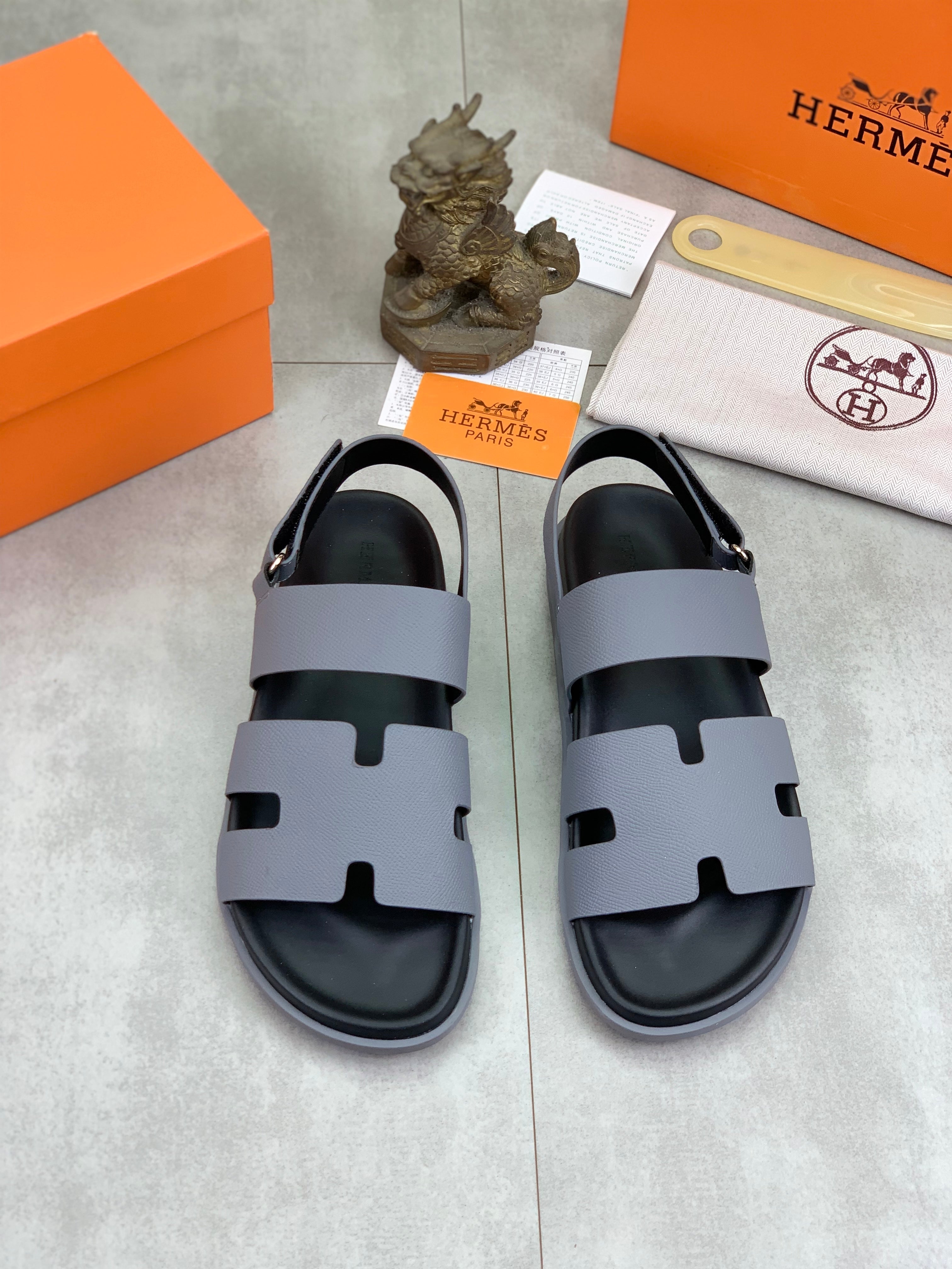 HM Men's Chypre Sandals Grey Calfskin 645504