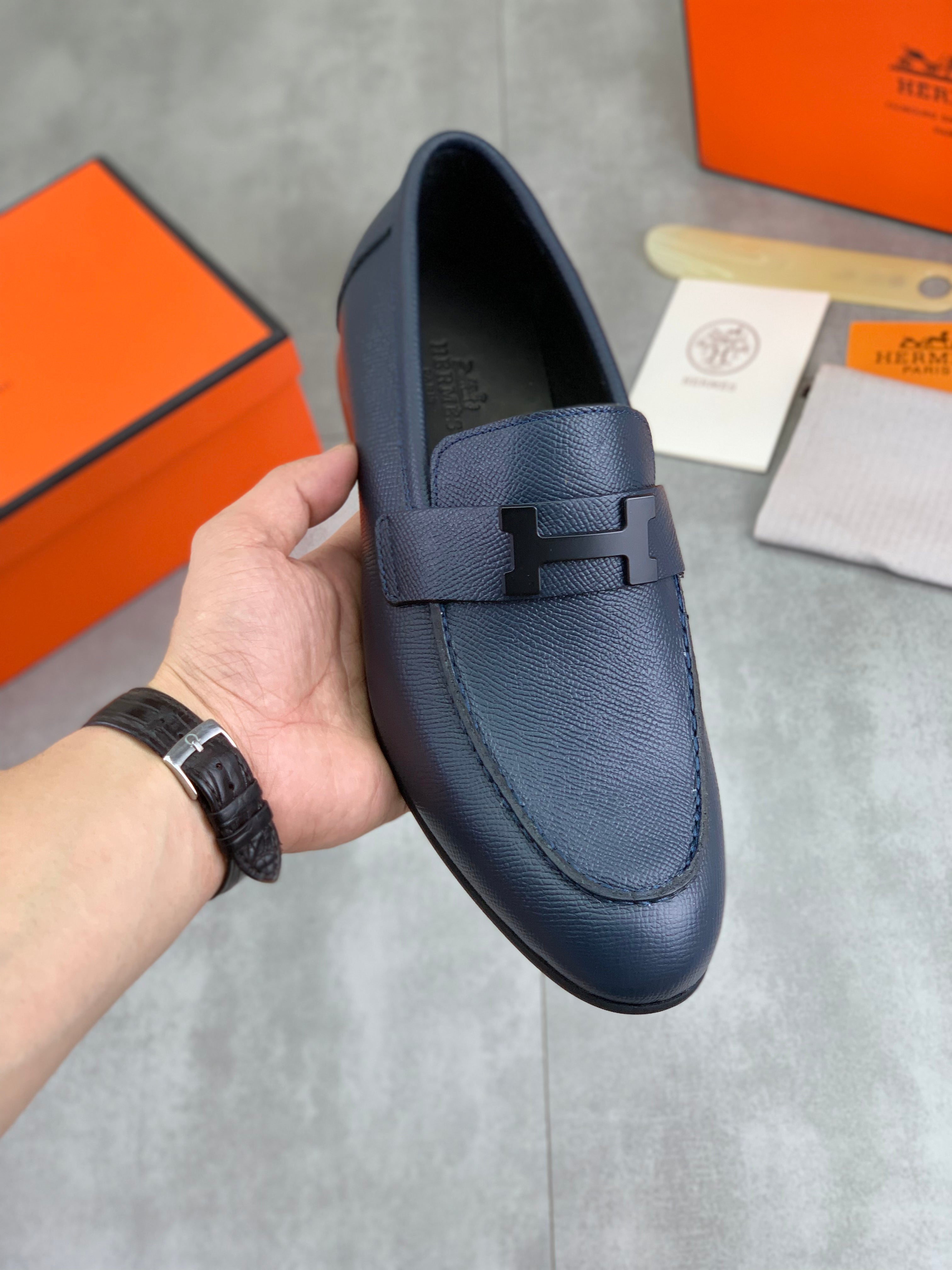HM Men's Paris Loafer Navy Blue Cowhide 711035
