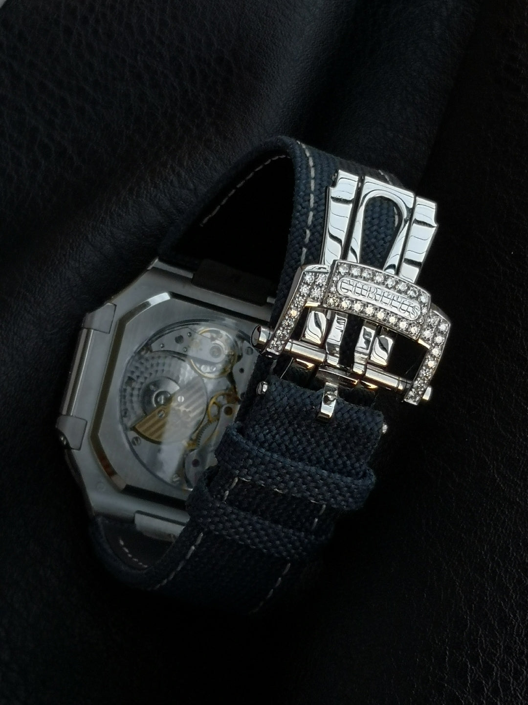 Patek Philippe Cubitus 45mm Diamond Case Blue Fabric Strap