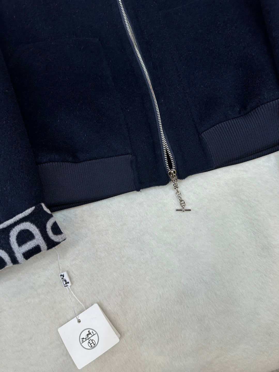 HM 25 Navy Blue Cashmere Cropped Coat 280337