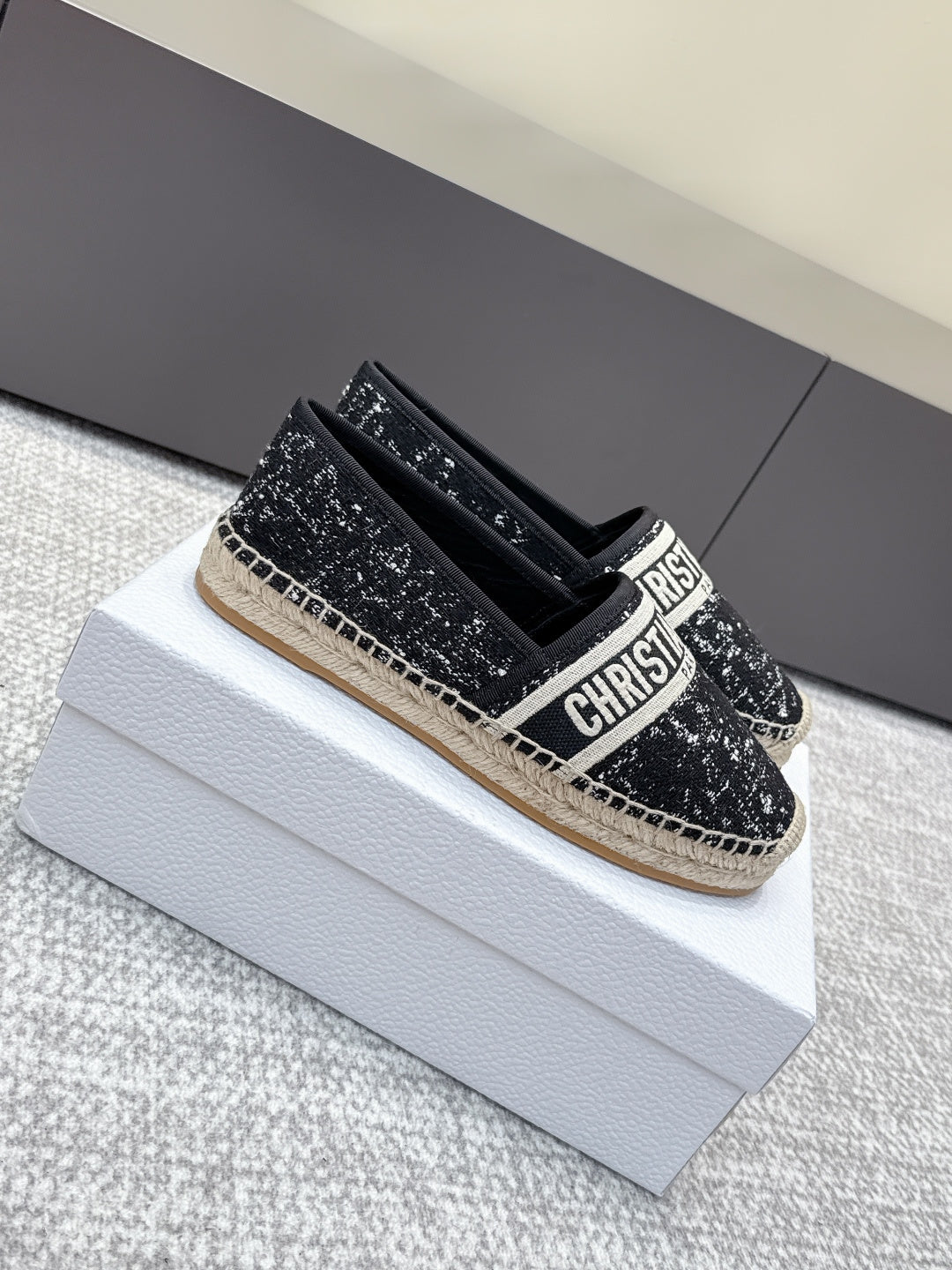 CD 26s Loafers Embroidery Black Canvas 653272