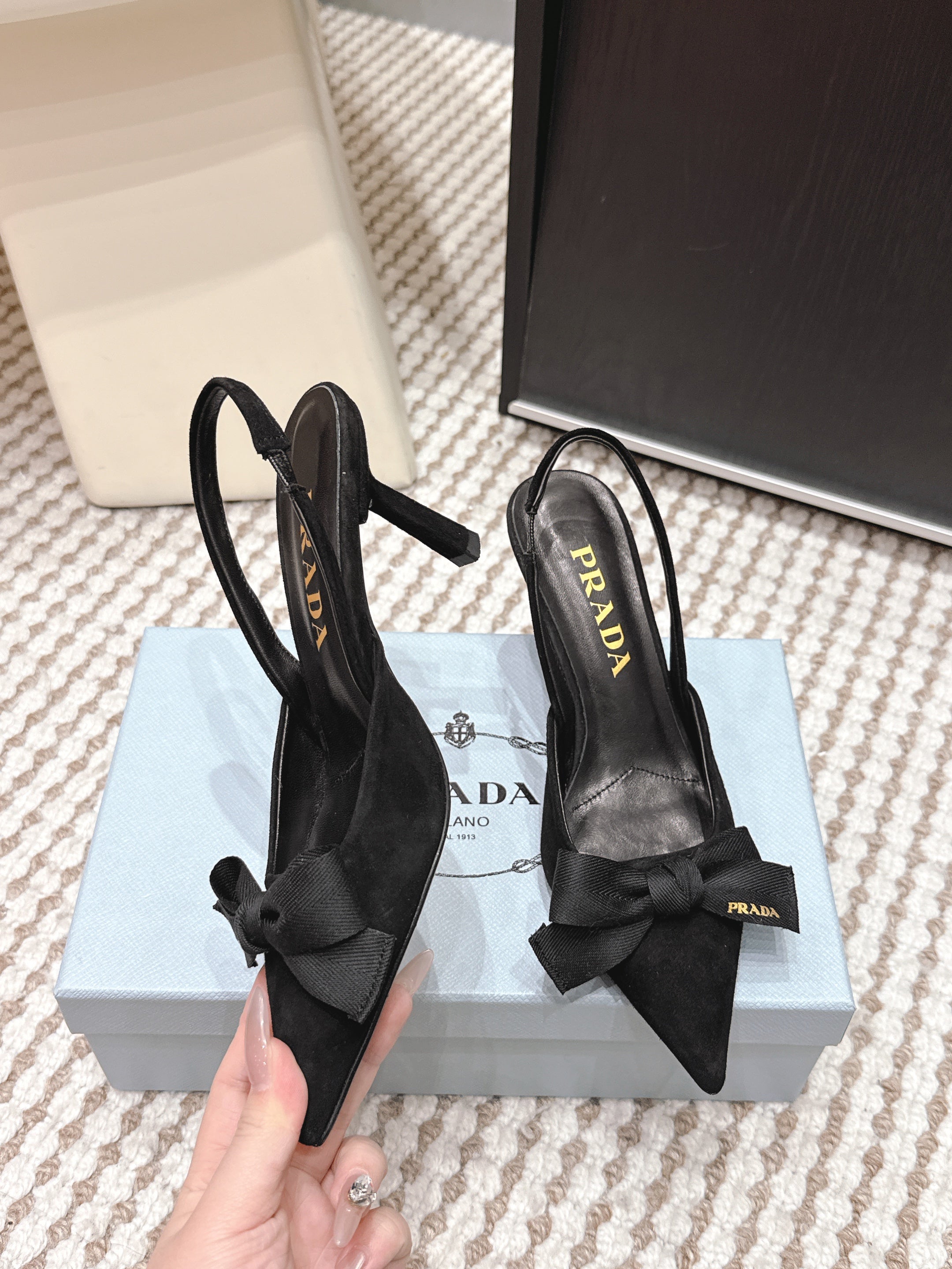 PRA 2026S Slingback 70 Black Suede 657735