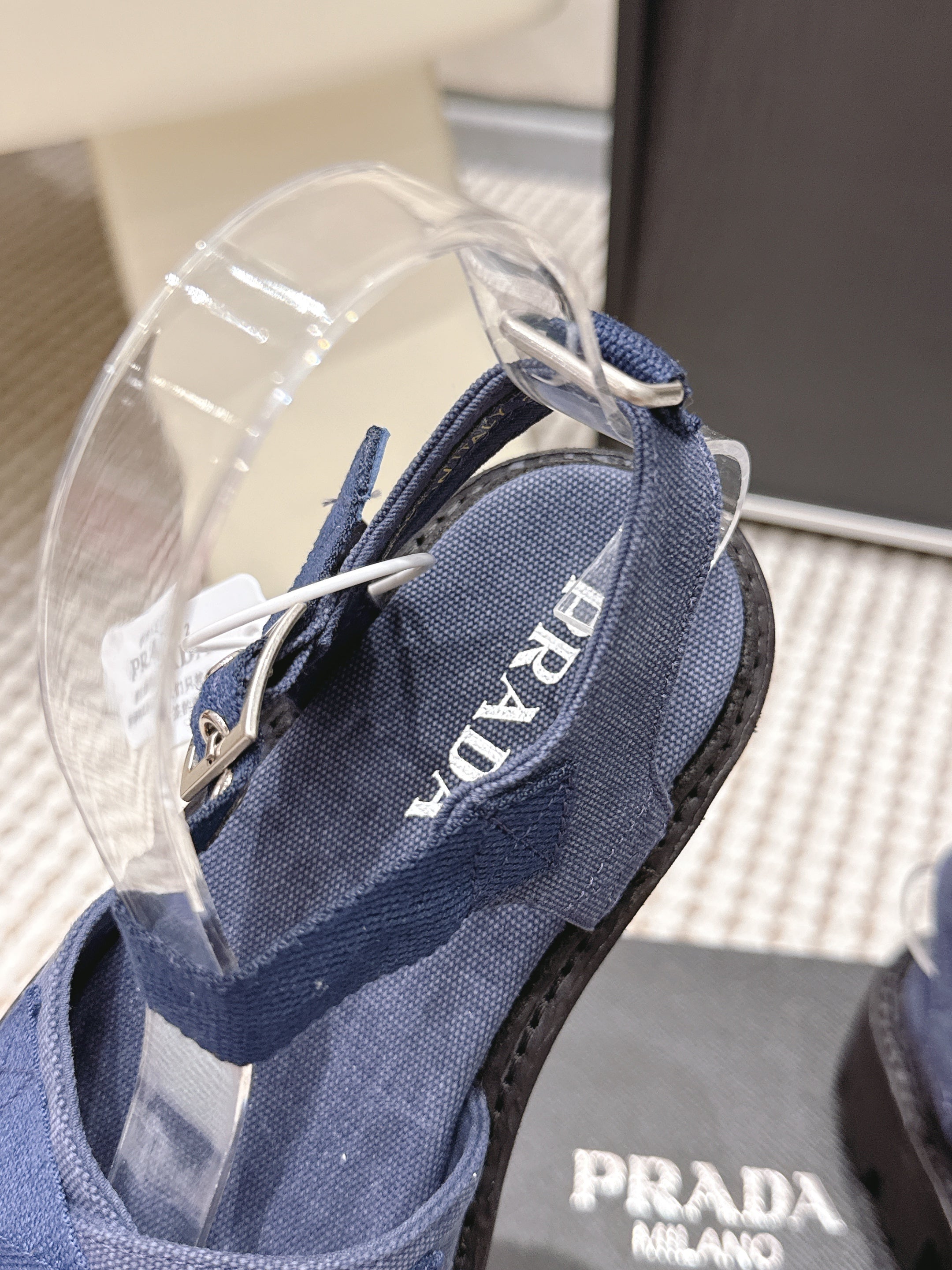 PRA 2026S Platform Sandals Dark Blue Canvas 657524