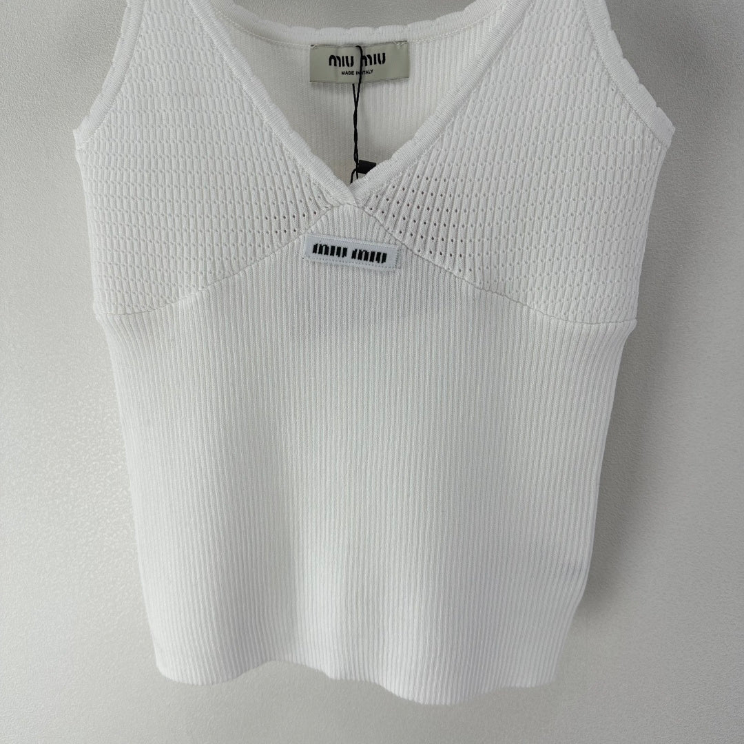 Miumiu 2026 Knit Camisole White Wool Cashmere 362402