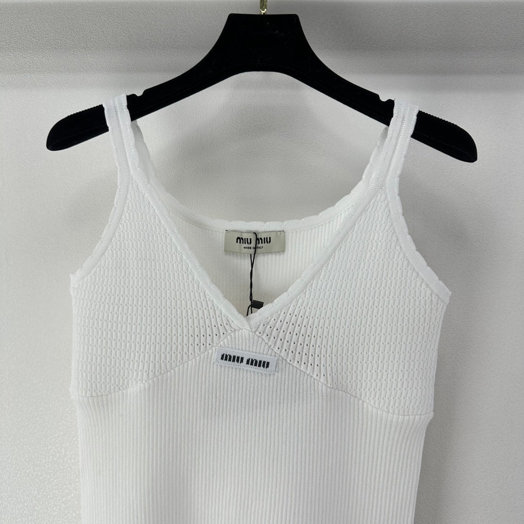 Miumiu 2026 Knit Camisole White Wool Cashmere 362402