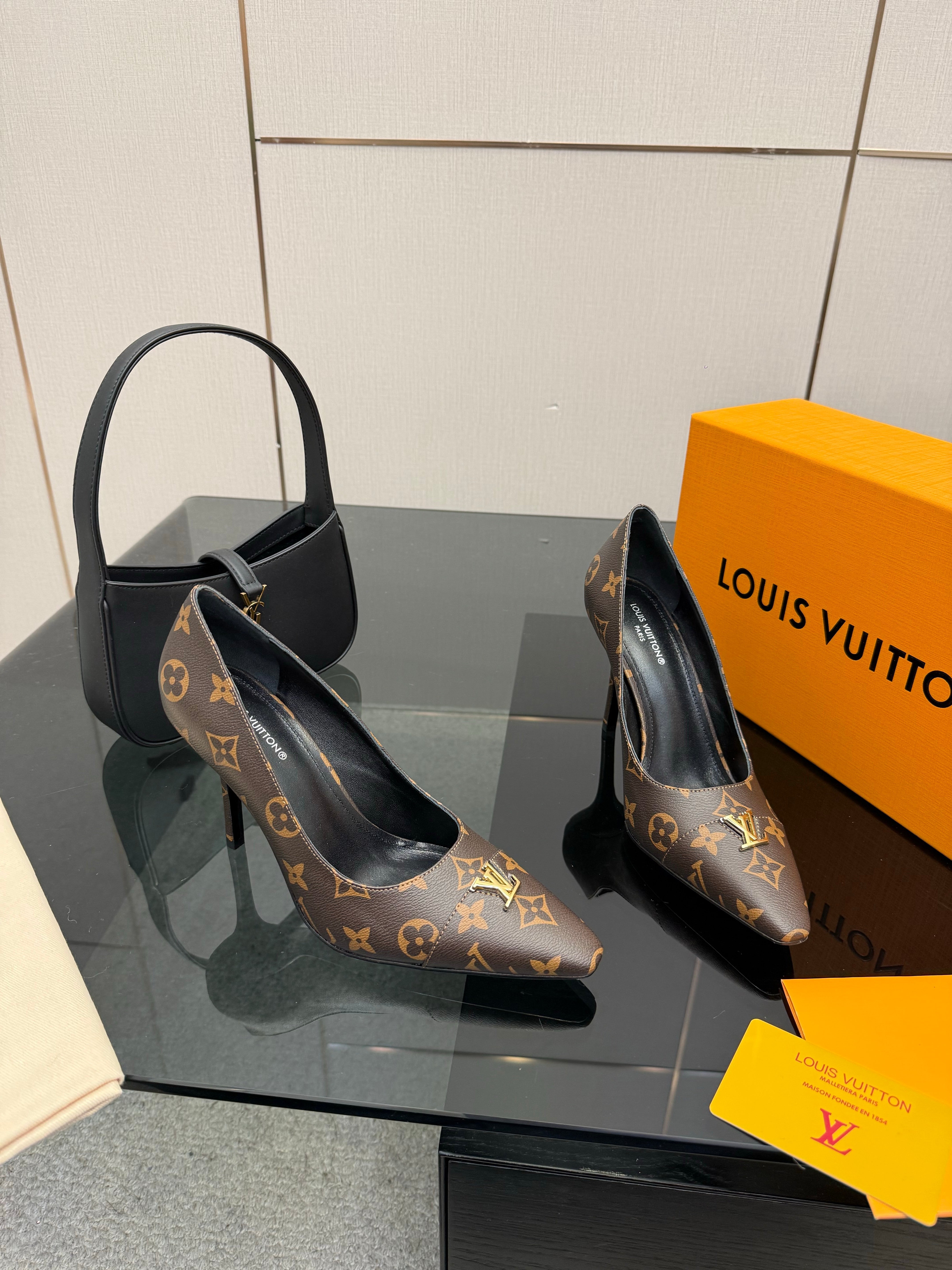 LV 26ss Heel Pump 90 Brown Monogram Calfskin 629632