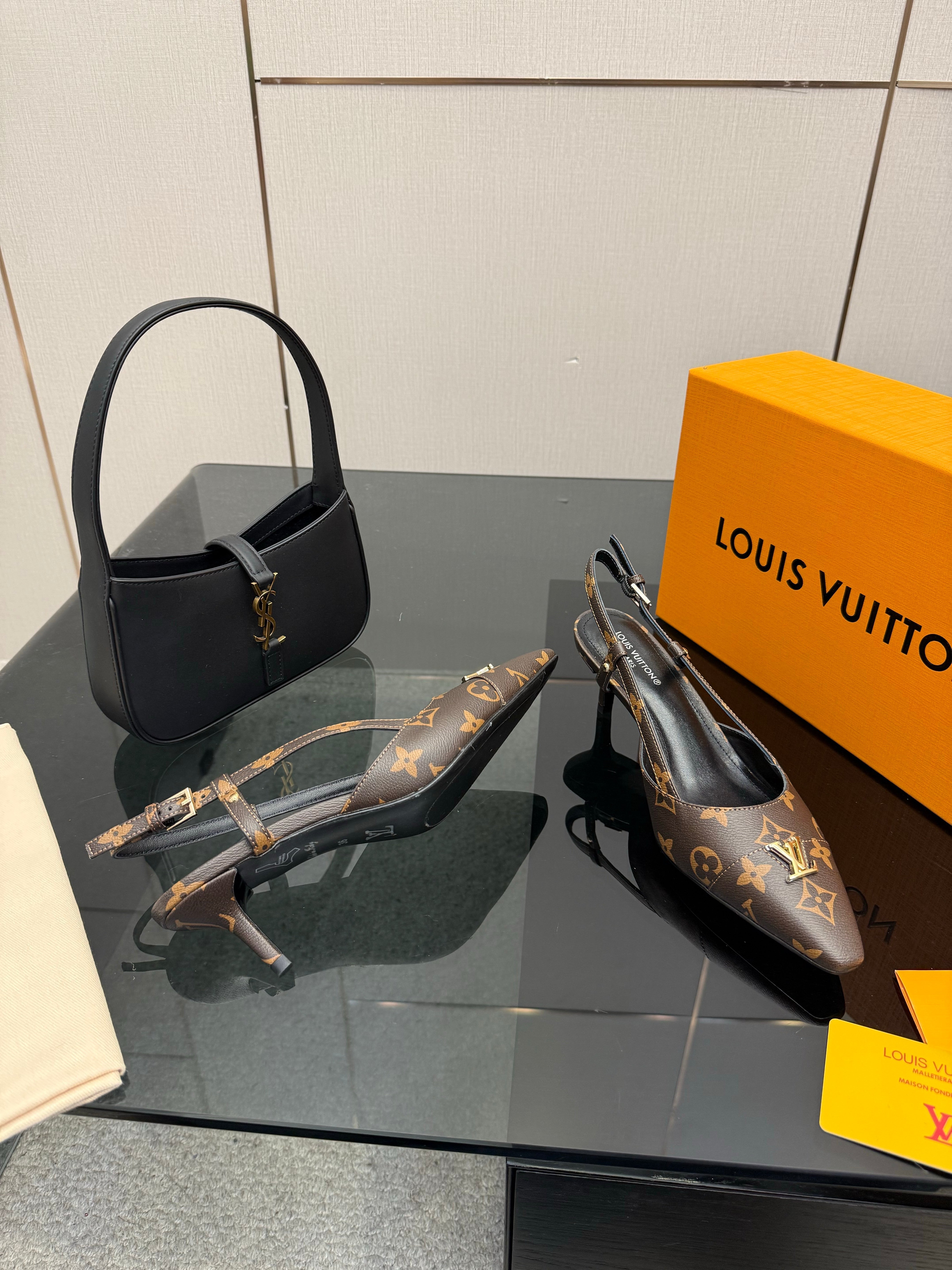 LV 26ss Slingback 55 Brown Monogram Calfskin 629641