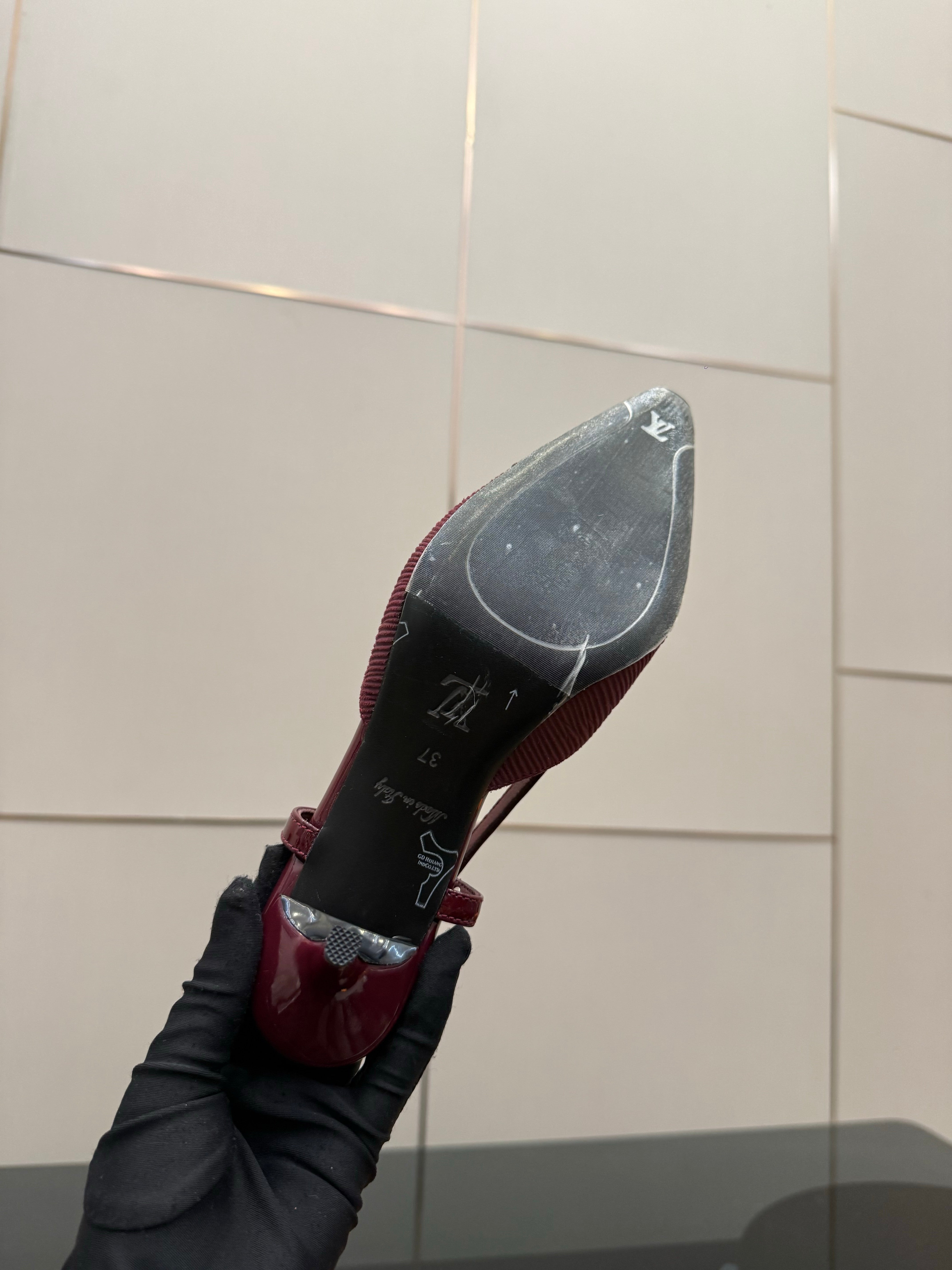 LV 26ss Slingback 55 Burgundy Calfskin Suede 629644