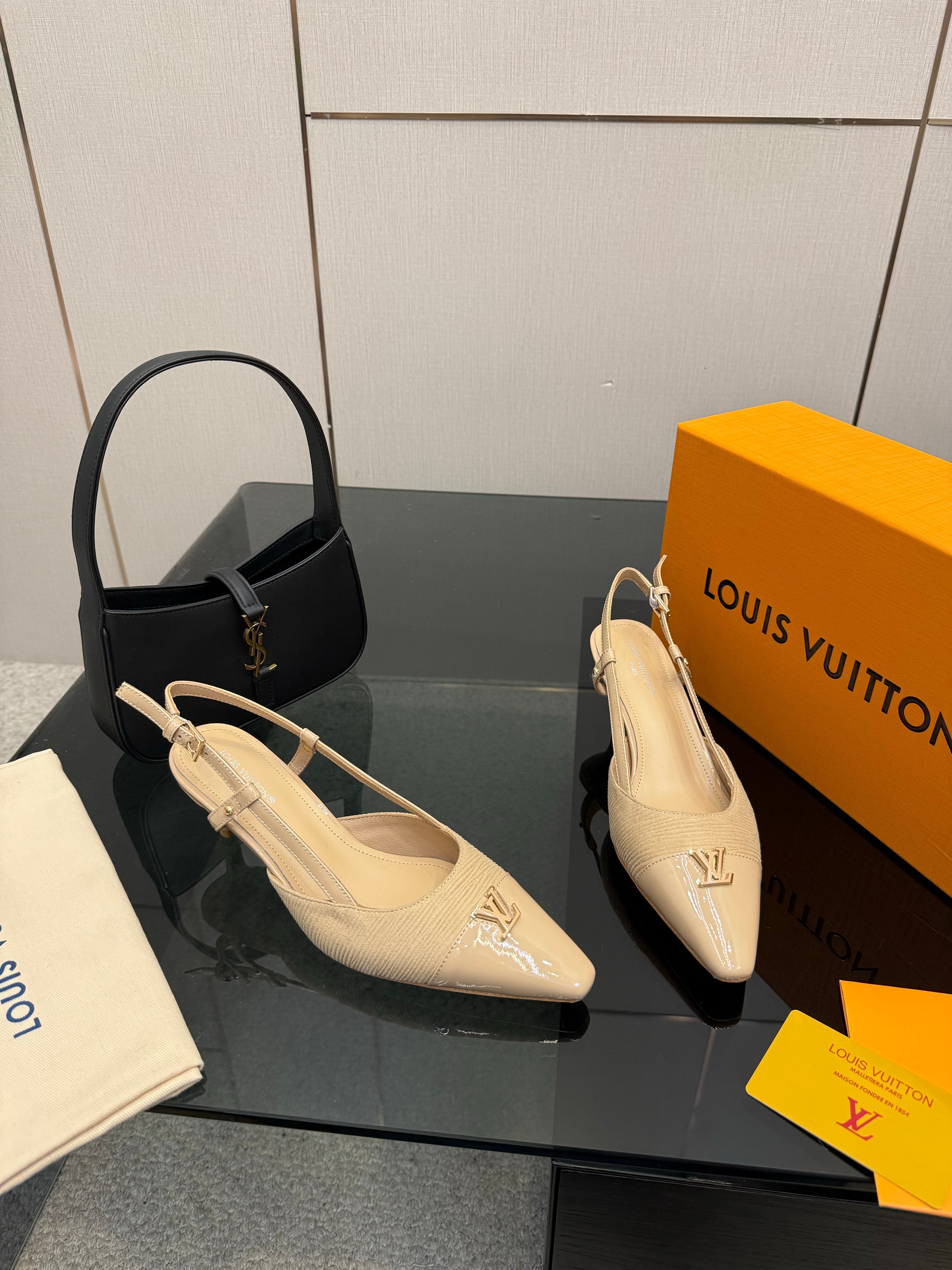 LV 26ss Slingback 55 Beige Calfskin Suede 629646