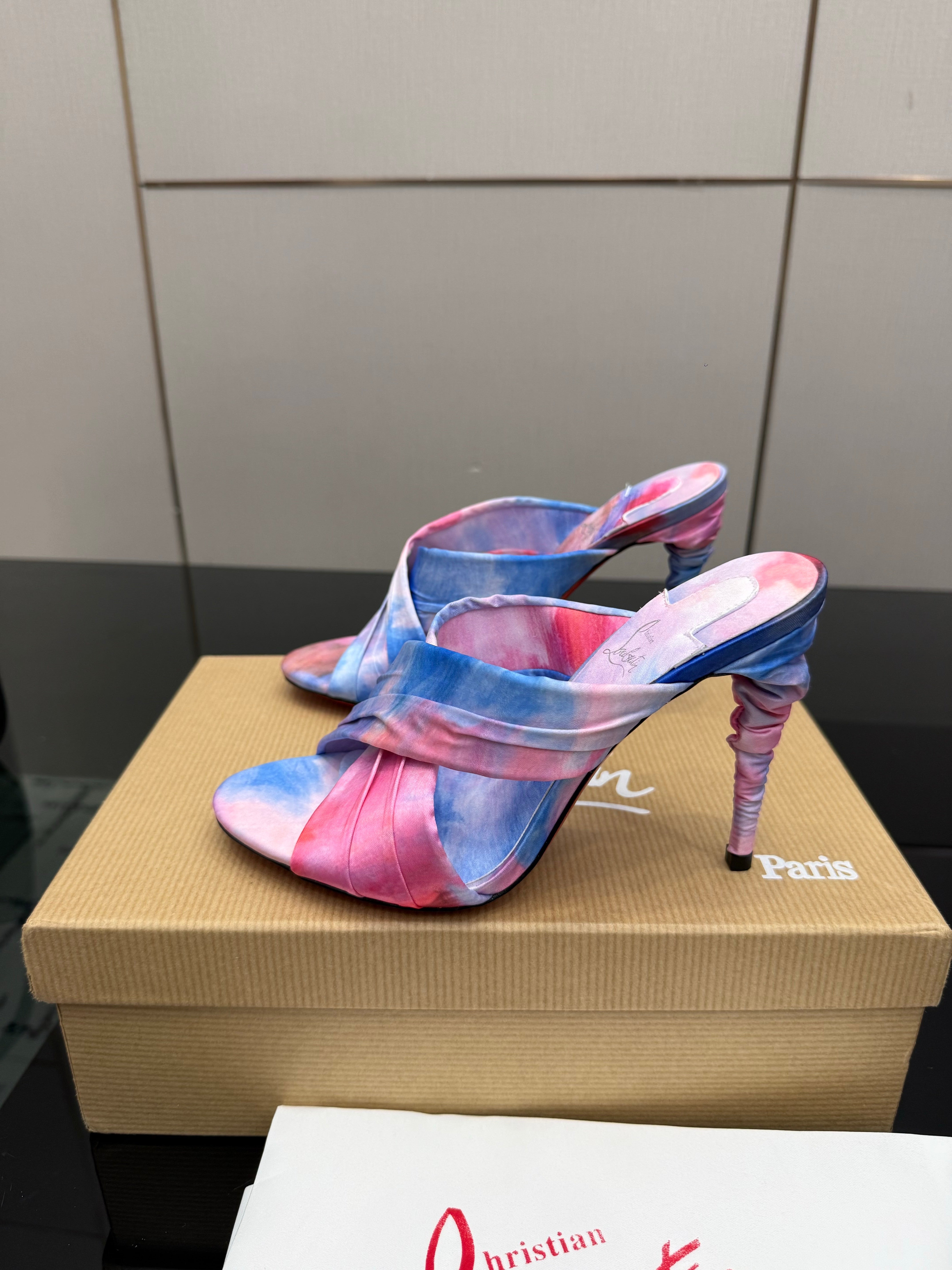 Christian Louboutin 2026 Hight Heels Sandals 100mm Silk Printed Design 791547