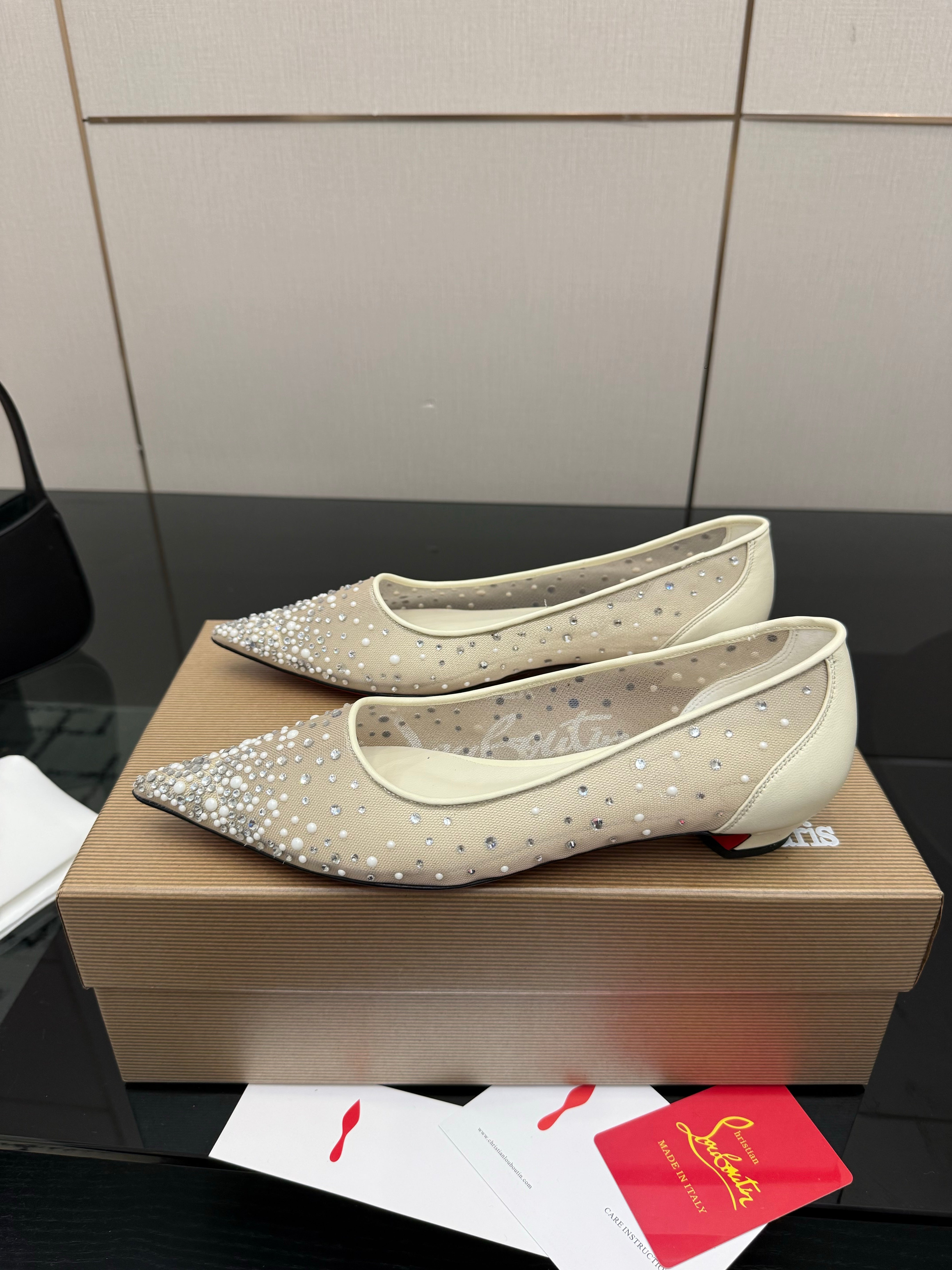 Christian Louboutin 2026 Ballerina Flats Mesh Crystal Embellishment 791567