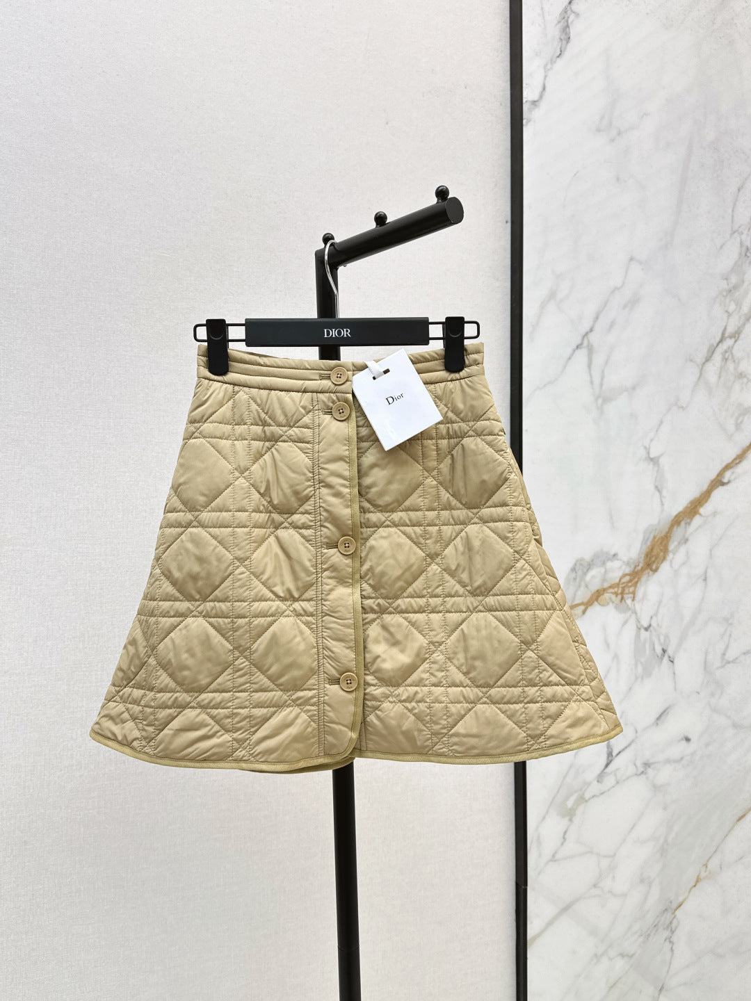 CD 25 Plaid Quilted Lapel Set Beige Cotton