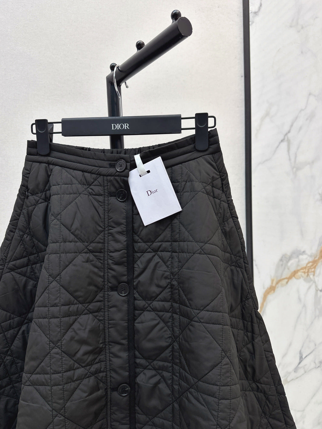 CD 25 Plaid Quilted Lapel Set Black Cotton