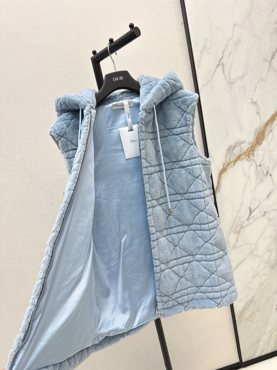 CD 25 Hooded Vest Could Blue Viscose