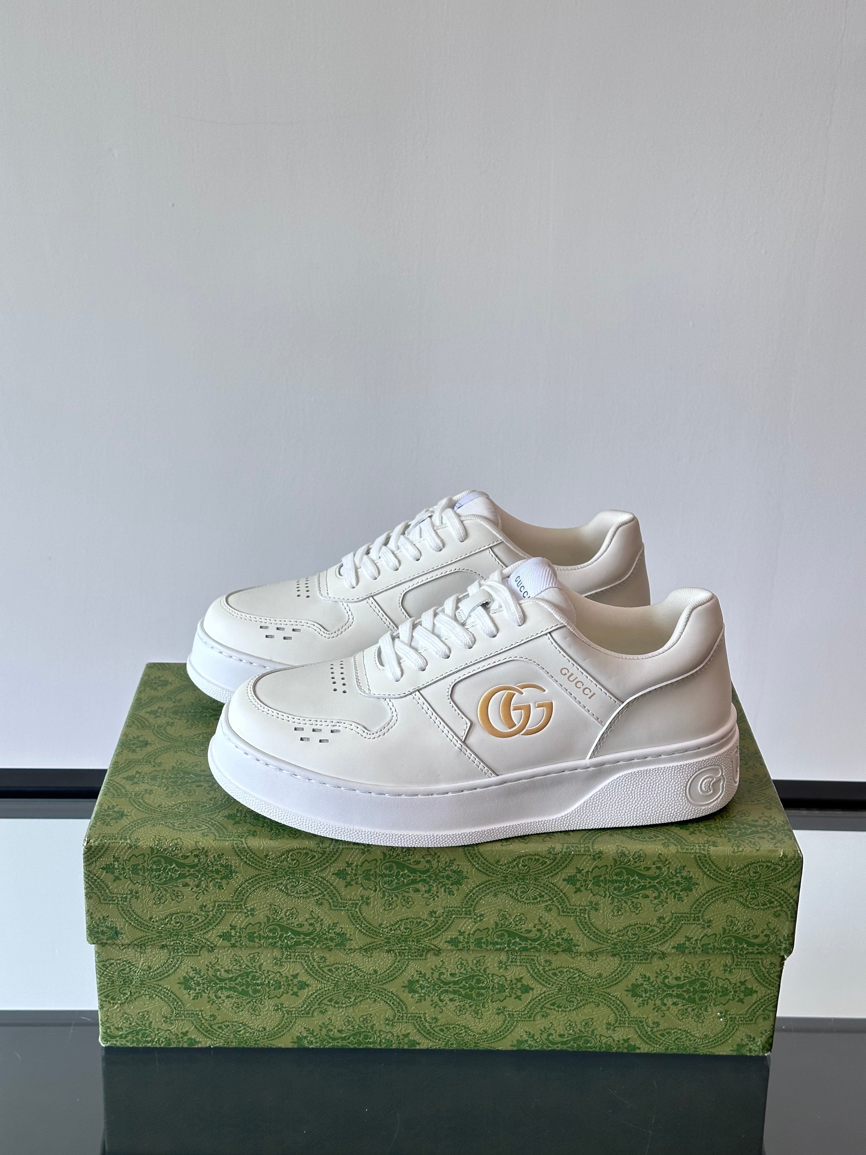 GG Men's Sneaker White Cowhide 535208