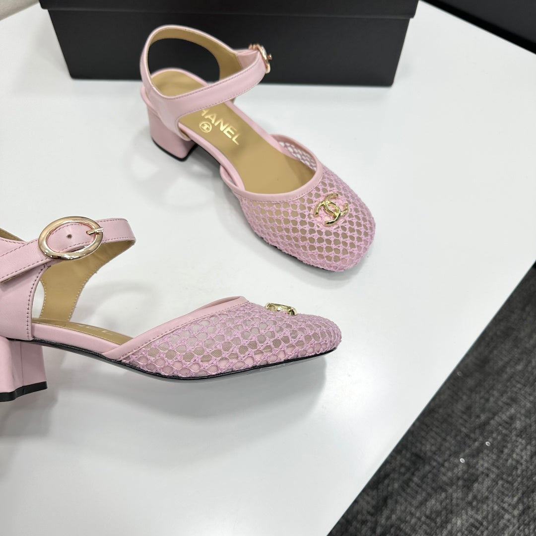 CC 2026 Mary Jane Sandals 45 Light Pink Satin Cowhide 668116
