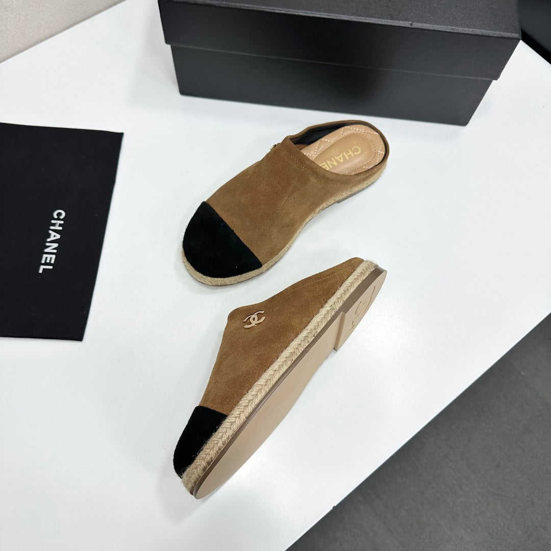 Chanel 2026 Double C Logo Mules Leather Sheepskin 822928