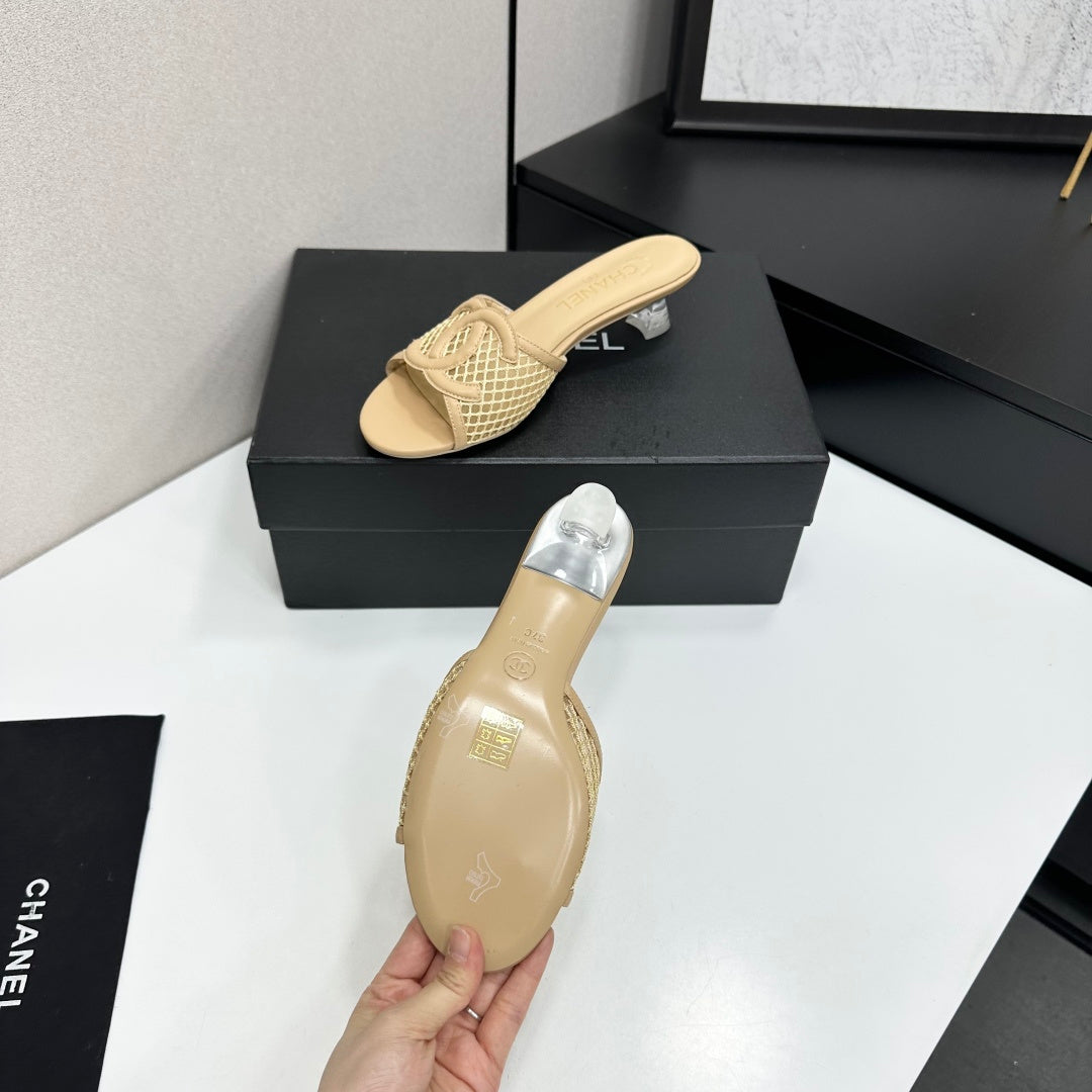 Chanel 2026 Transparent Spool Heels Leather Sheepskin Mesh 822723