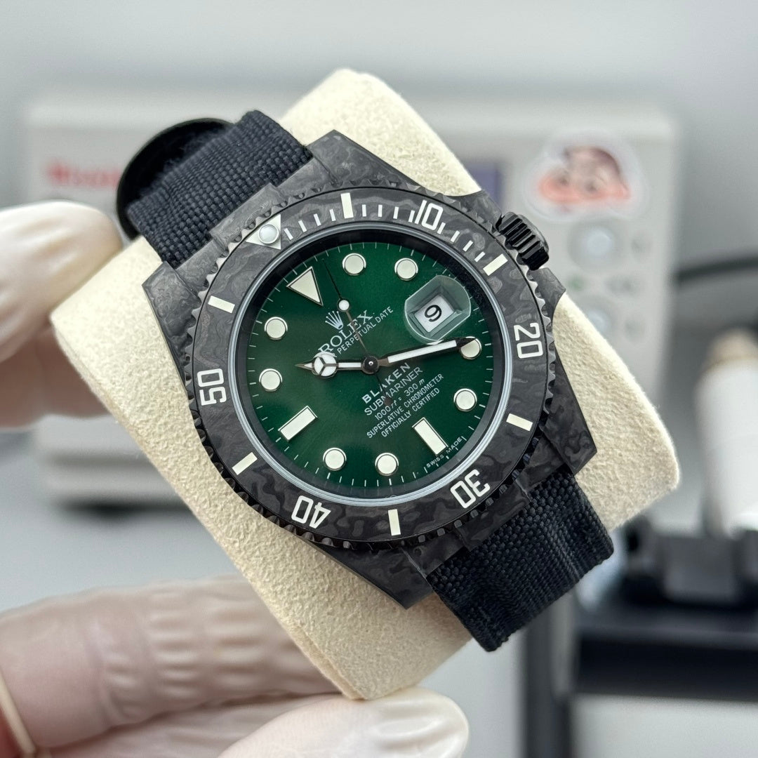 Rolex Submariner Date Custom Carbon Black Green Dial
