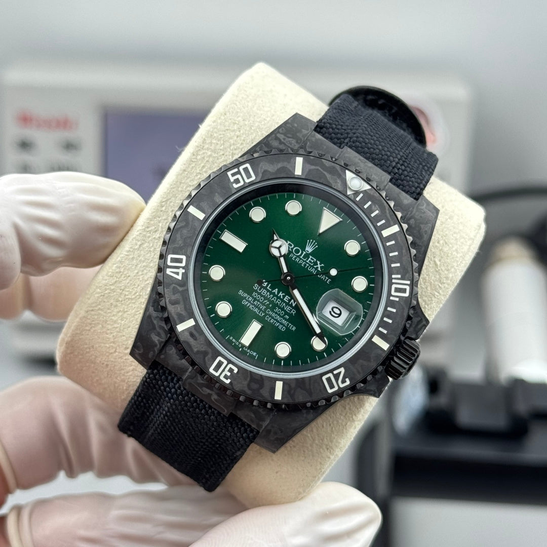 Rolex Submariner Date Custom Carbon Black Green Dial