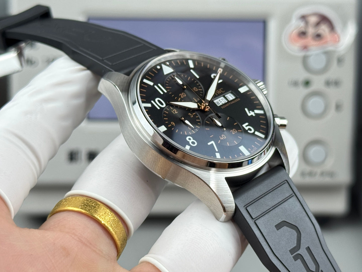 IWC Pilot's Chronograph 41mm Black Dial Black Rubber Strap
