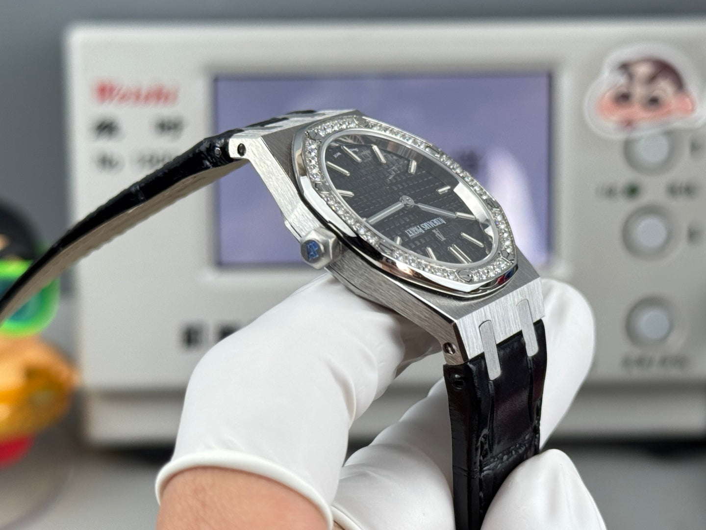 Audemars Piguet Royal Oak Lady 33mm Black Dial Leather Strap