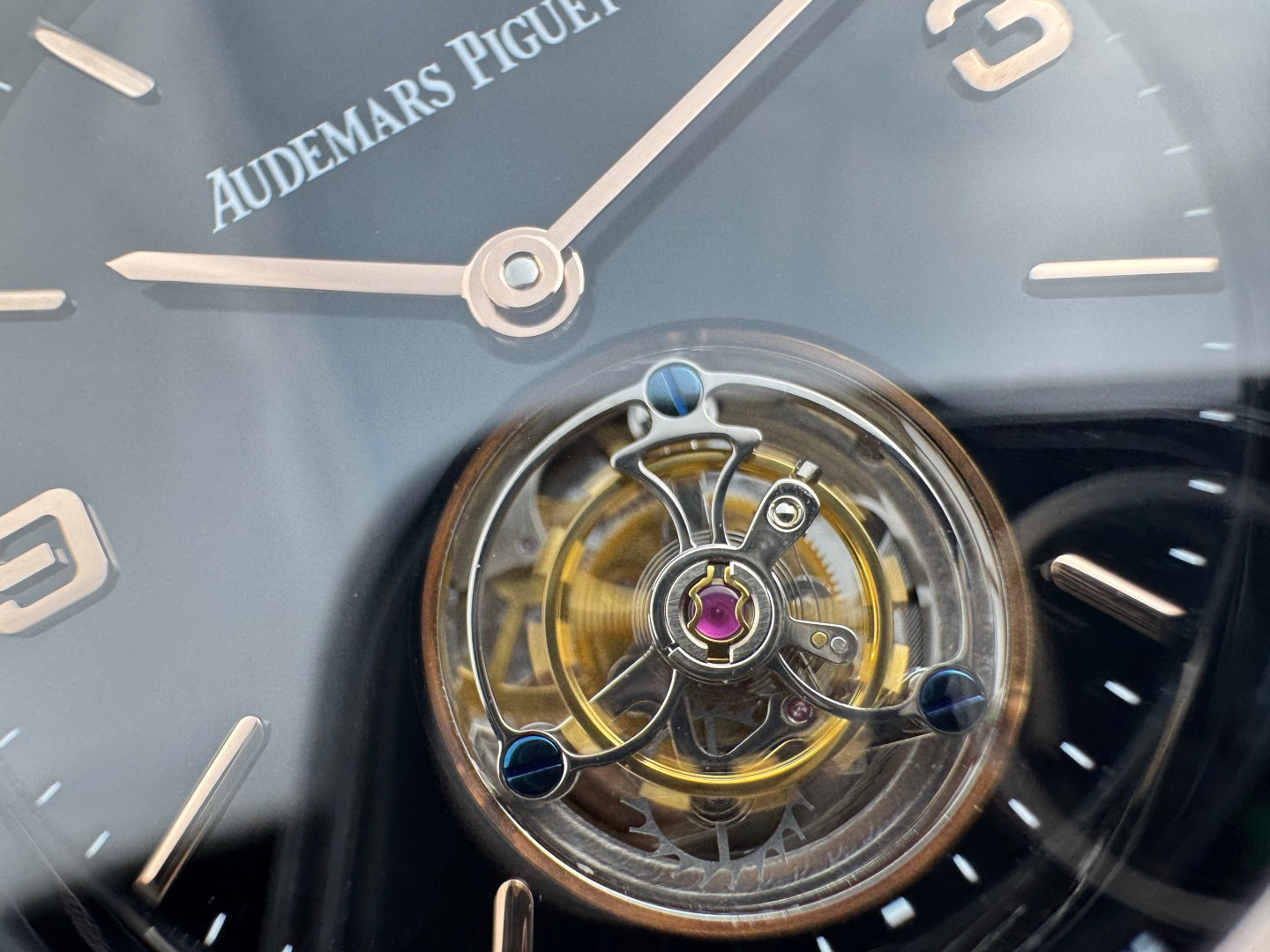 Audemars Piguet Code 11.59 Selfwinding Flying Tourbillon Rose Gold Case Black Dial Leather Strap