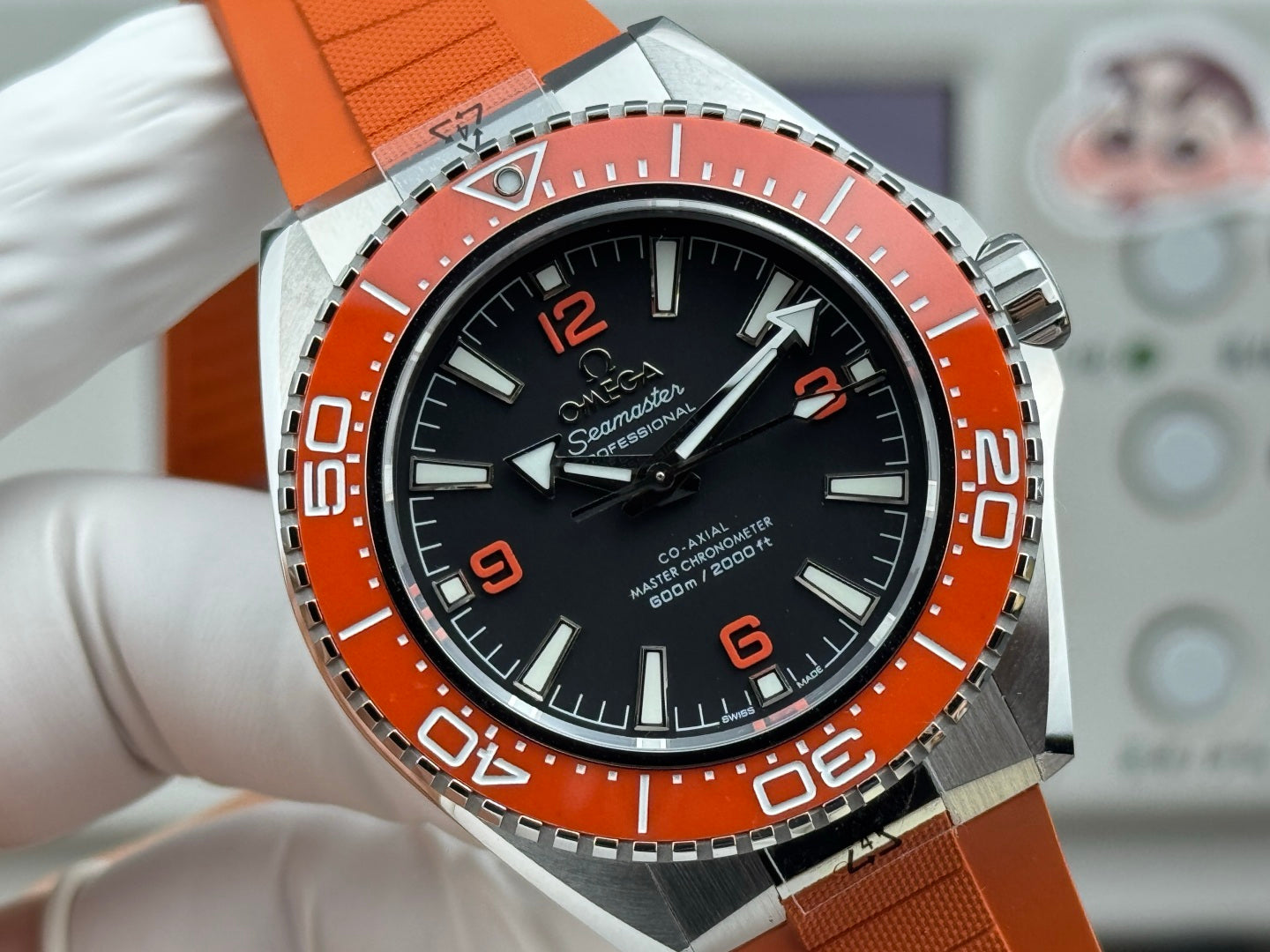 Omega Seamaster Planet Ocean 600M 42mm Steel Black Dial Orange Rubber Strap