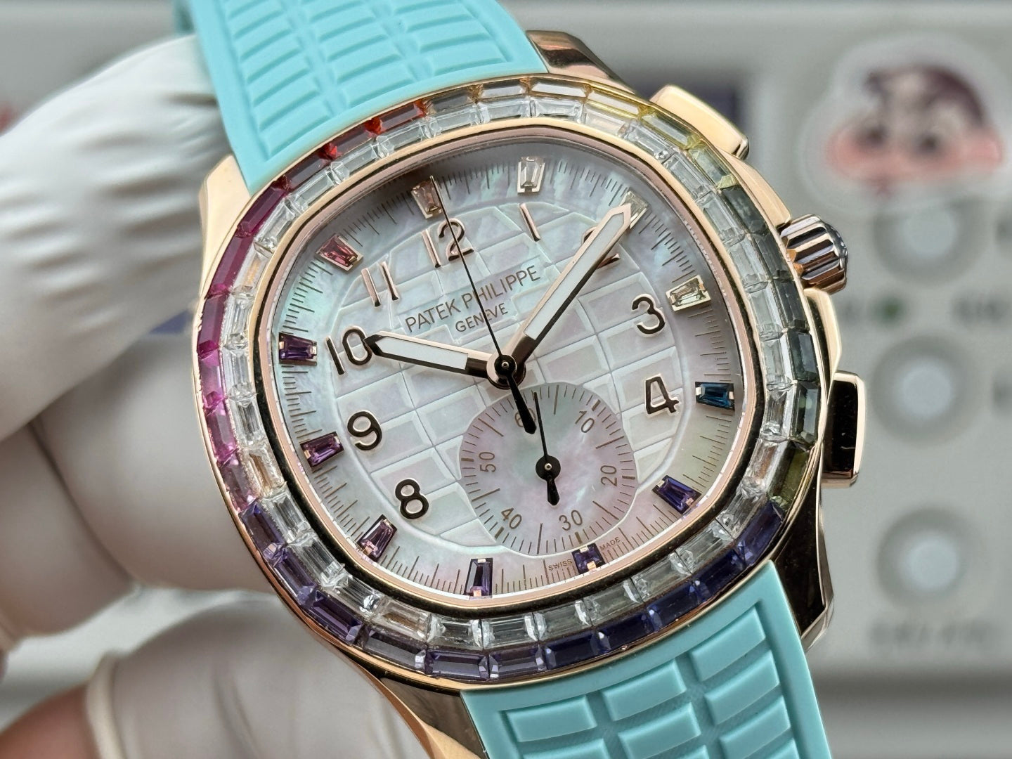 Patek Philippe Aquanaut Luce “Rainbow” Chronograph 40mm Blue Rubber Strap