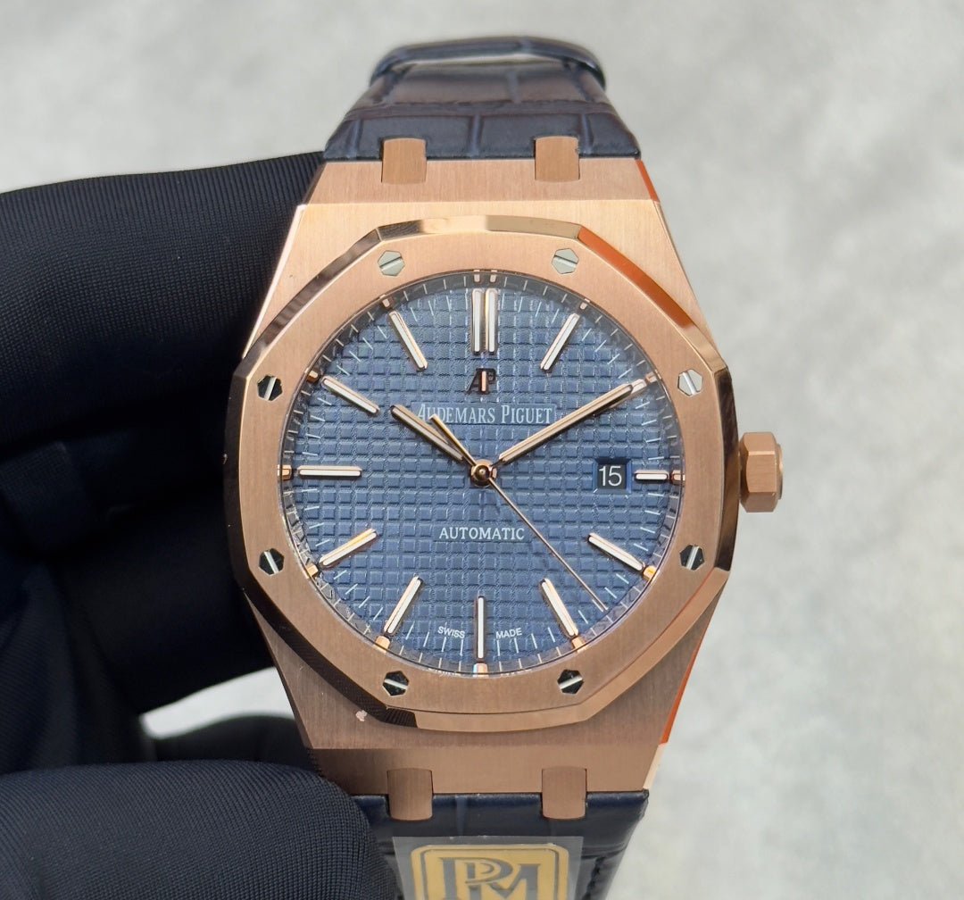 Audemars Piguet Royal Oak Selfwinding 41mm 15400OR Blue Dial Leather Strap