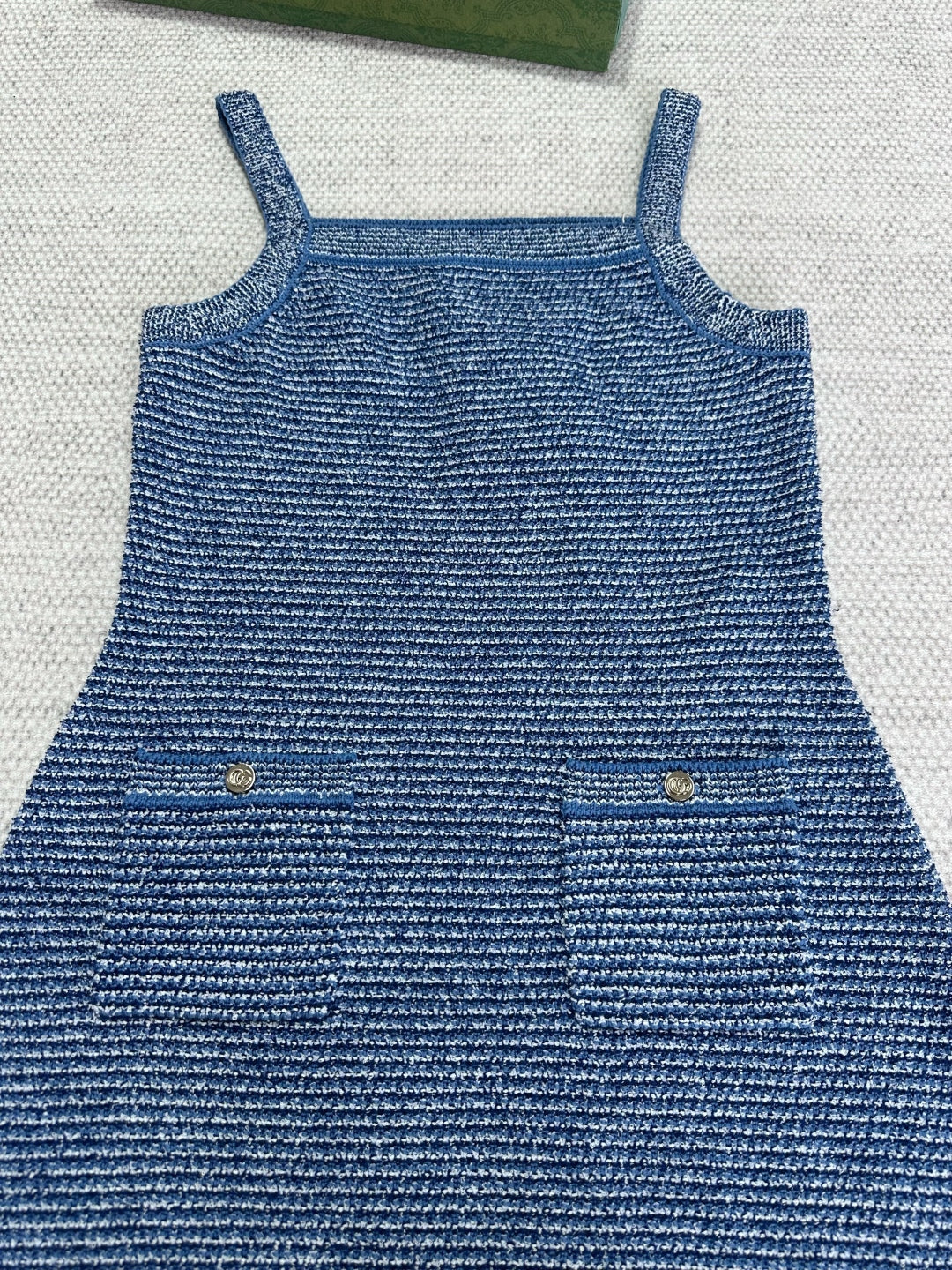 Gucci Striped Suspender Dress Blue Cotton