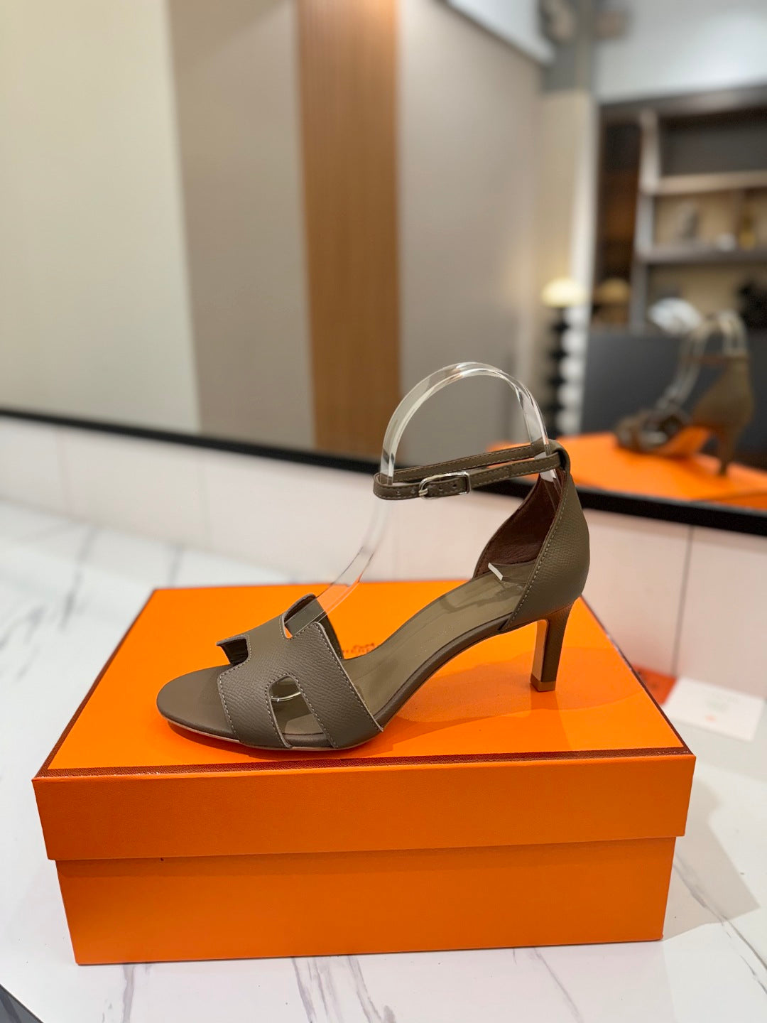 HM Joy 65mm Heeled Sandals Etoupe Cowhide 294909