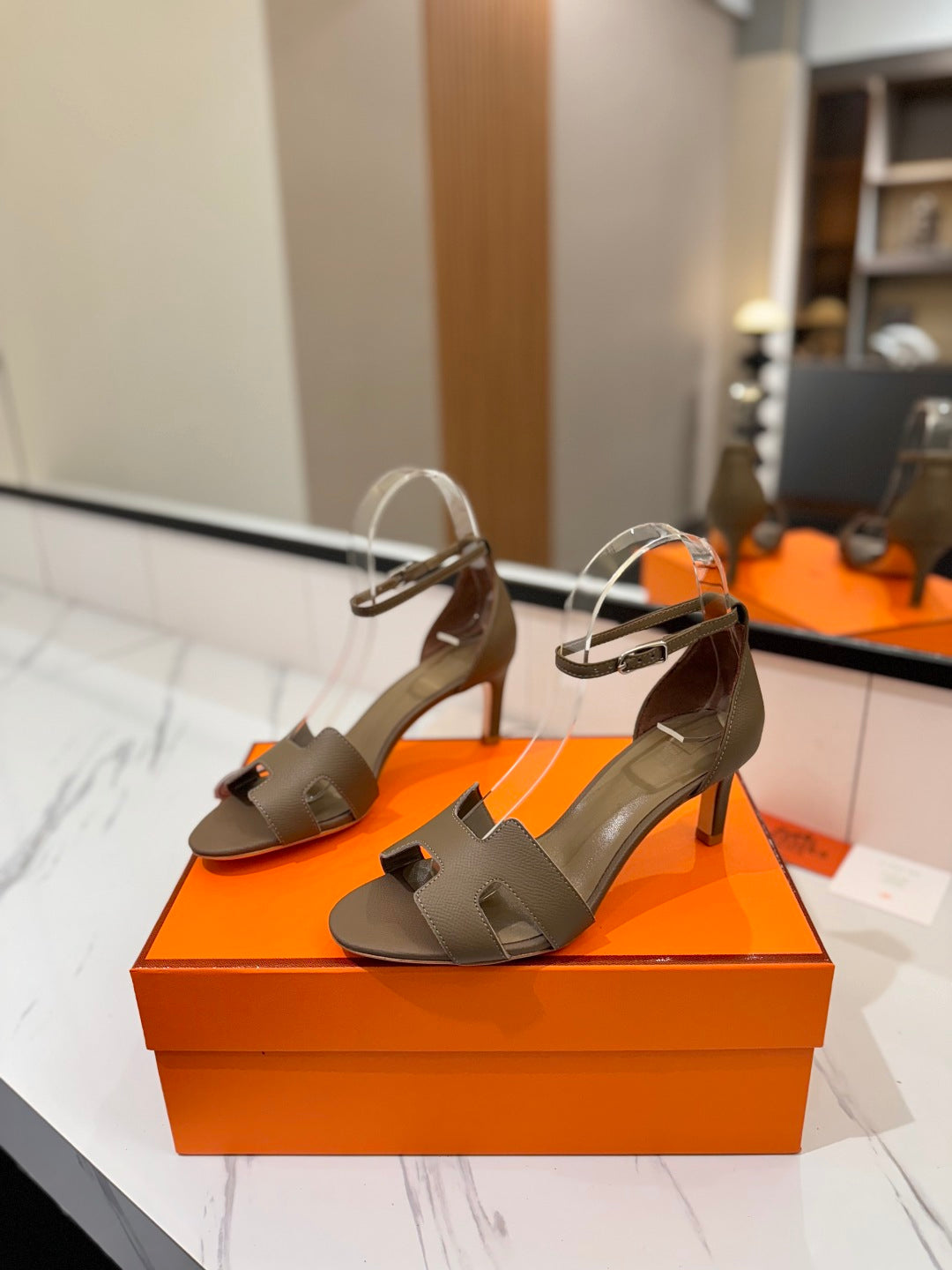 HM Joy 65mm Heeled Sandals Etoupe Cowhide 294909