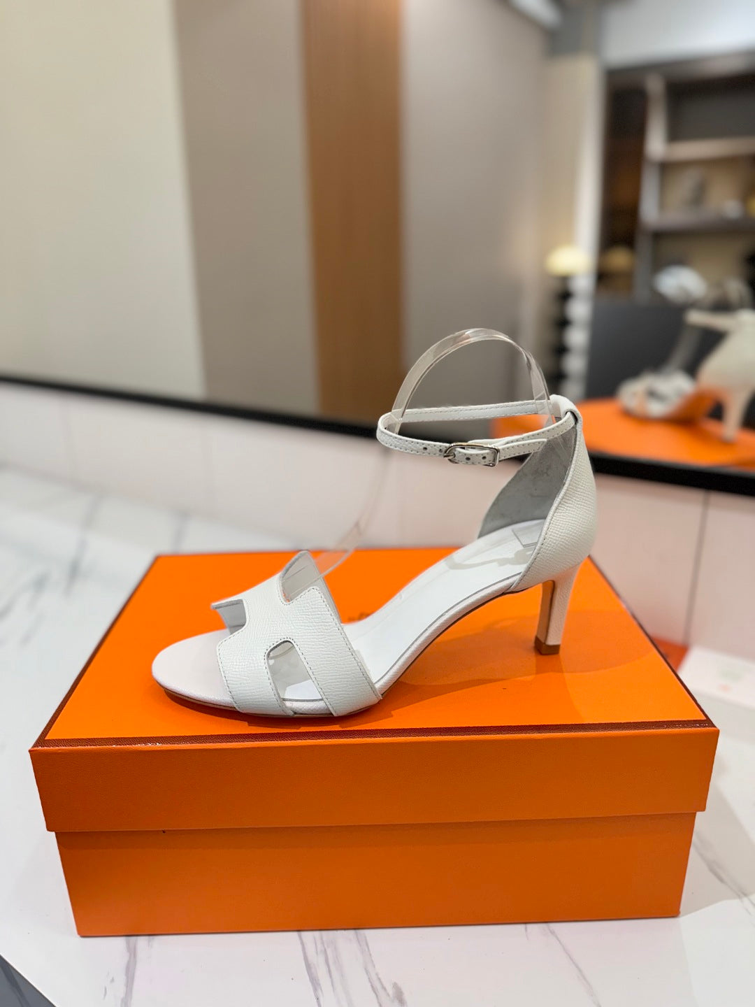 HM Joy 65mm Heeled Sandals White Cowhide 294913