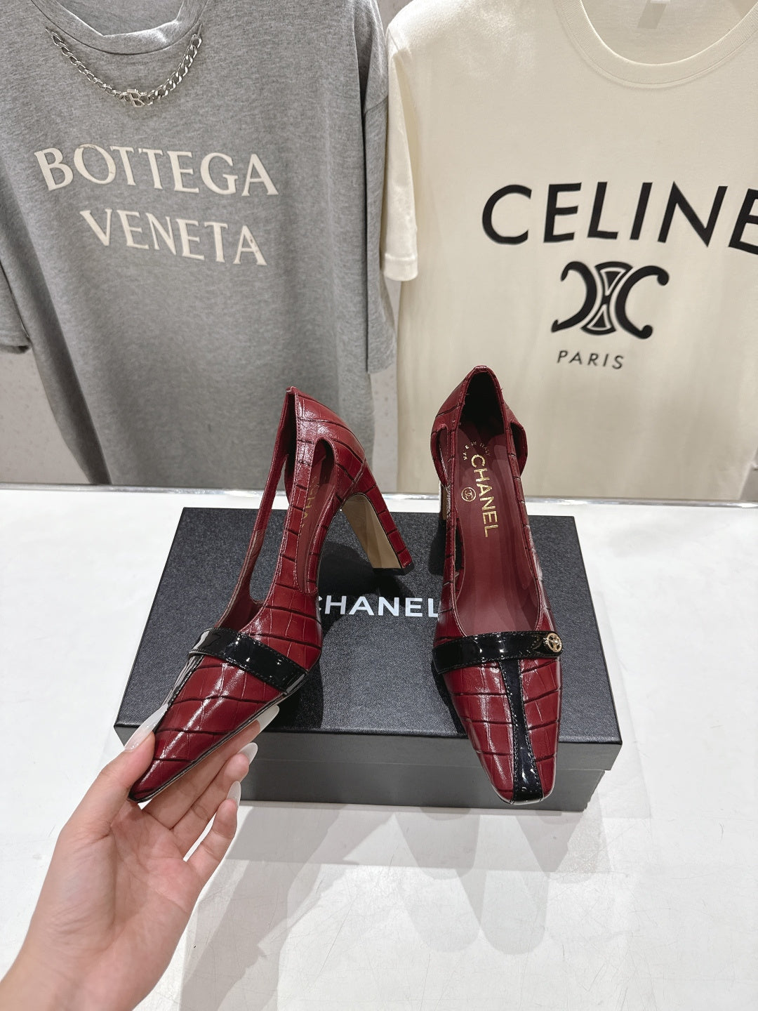 Chanel 2026 Embossed Patent Calfskin 85mm Pumps 896437