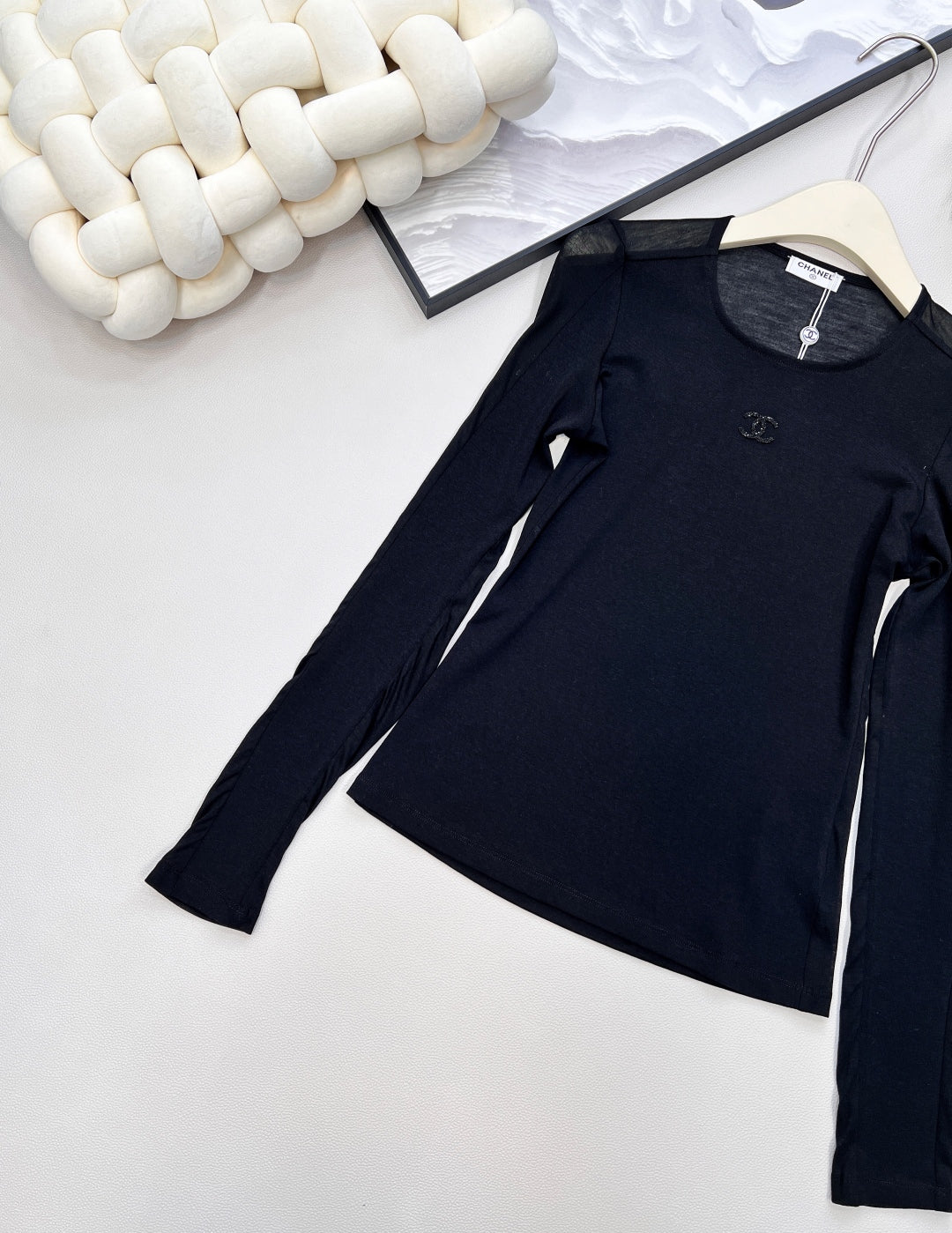 CC 25 Long sleeve T-shirt White And Black Tencel 385T2