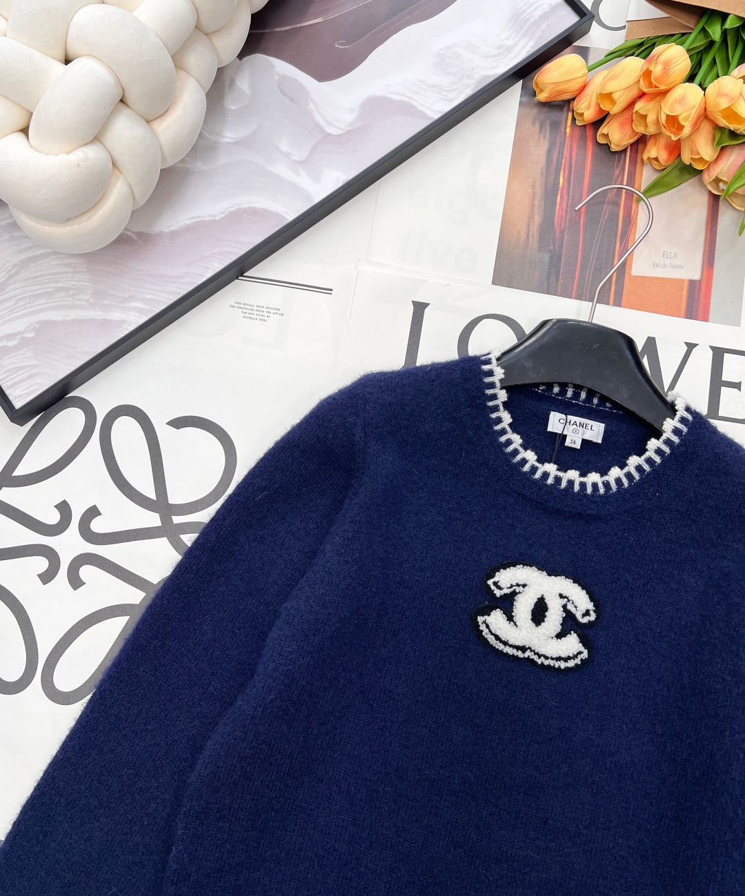 CC 26 Knit Sweater Navy Blue Wool Cashmere 785142