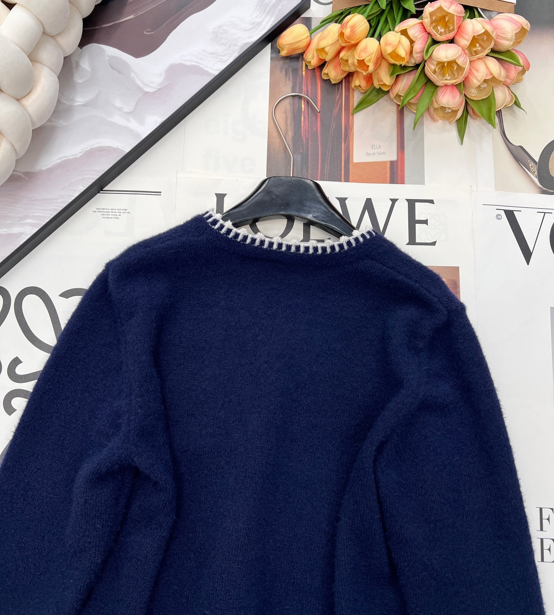 CC 26 V-neck Knit Cardigan Navy Blue Wool Cashmere 785160