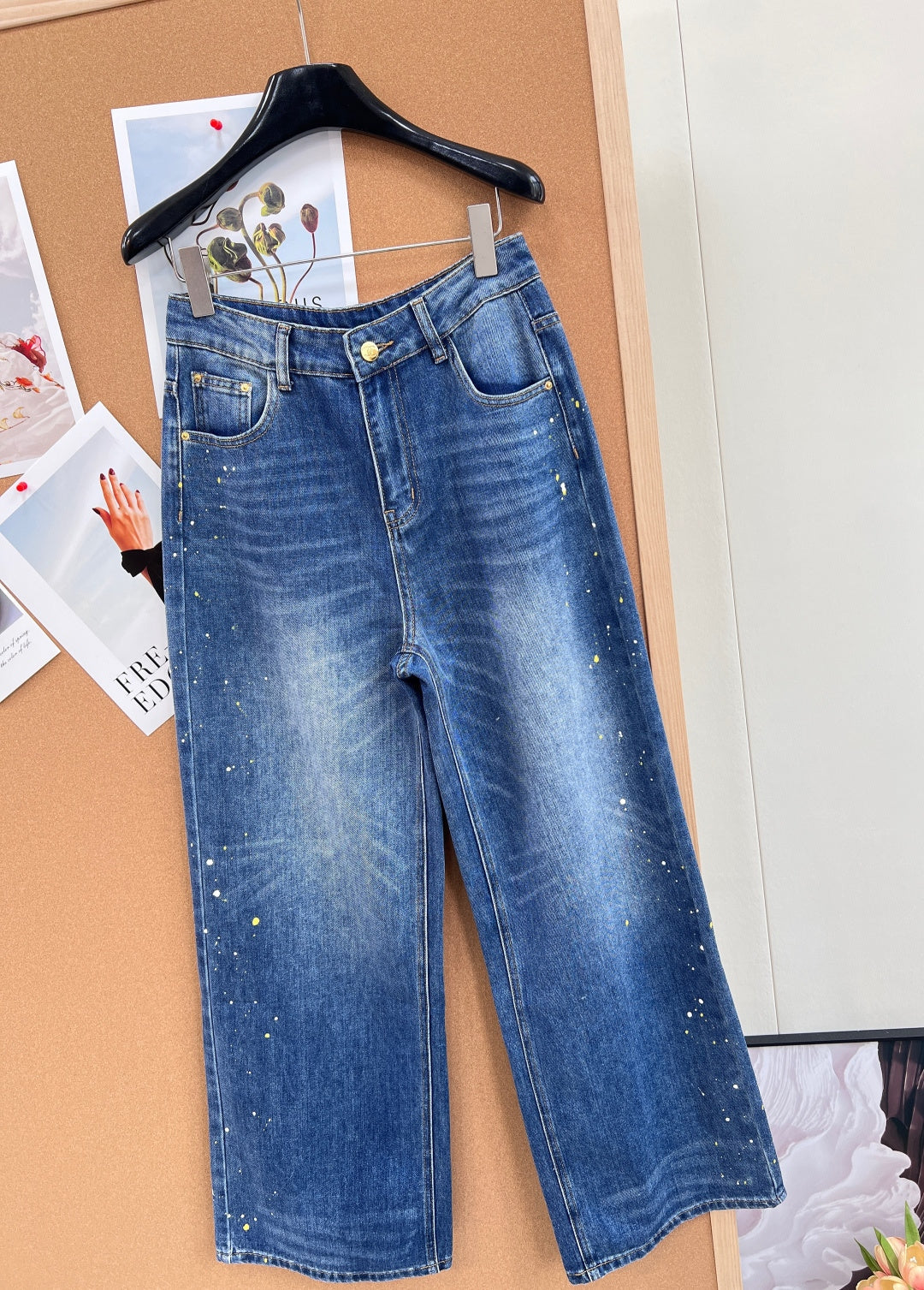 Chanel 2026 Splatter-Paint Denim Pant Blue Cotton 148270