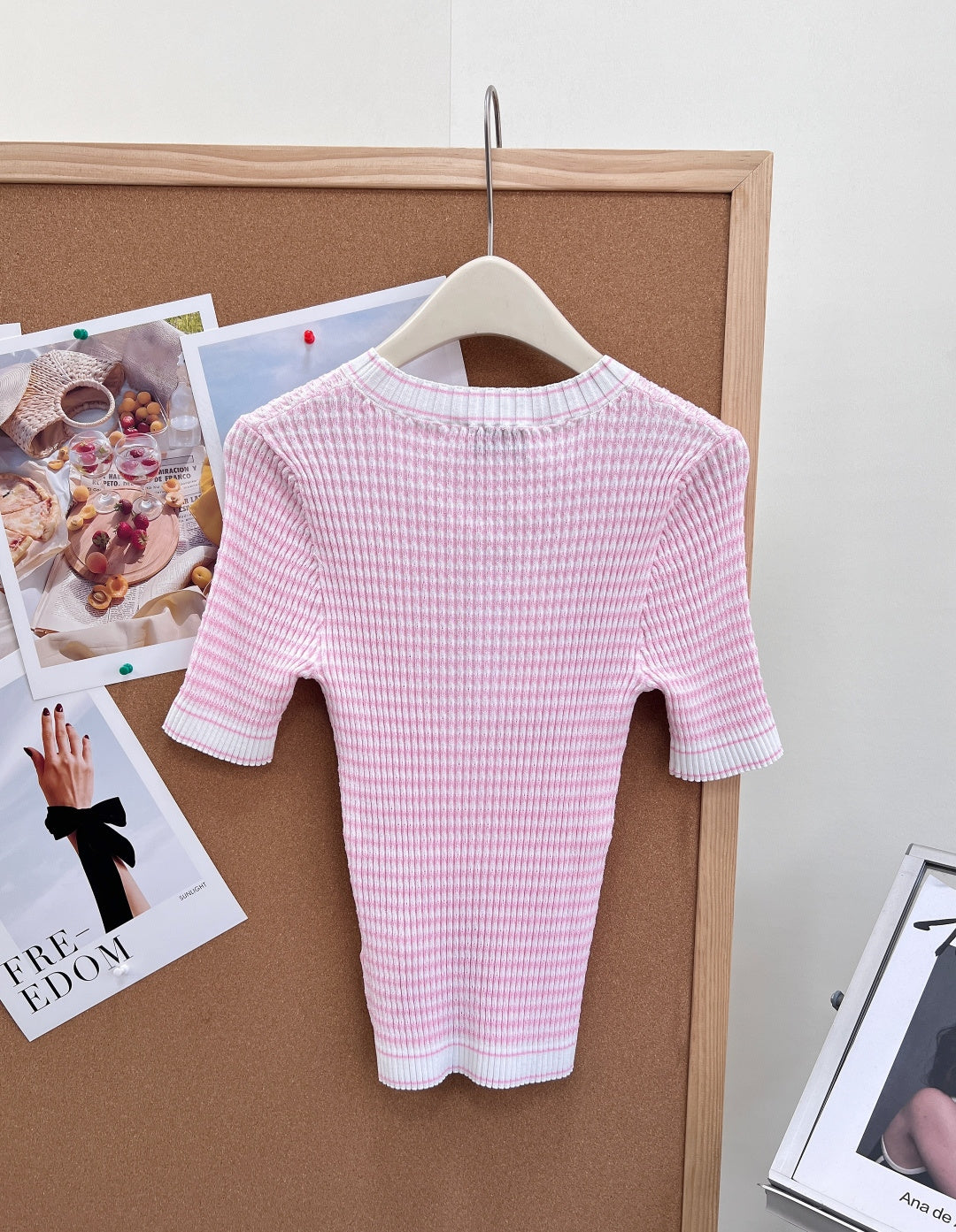 Chanel 2026 Knit Short-Sleeve T-Shirt White Pink Tencel 463388